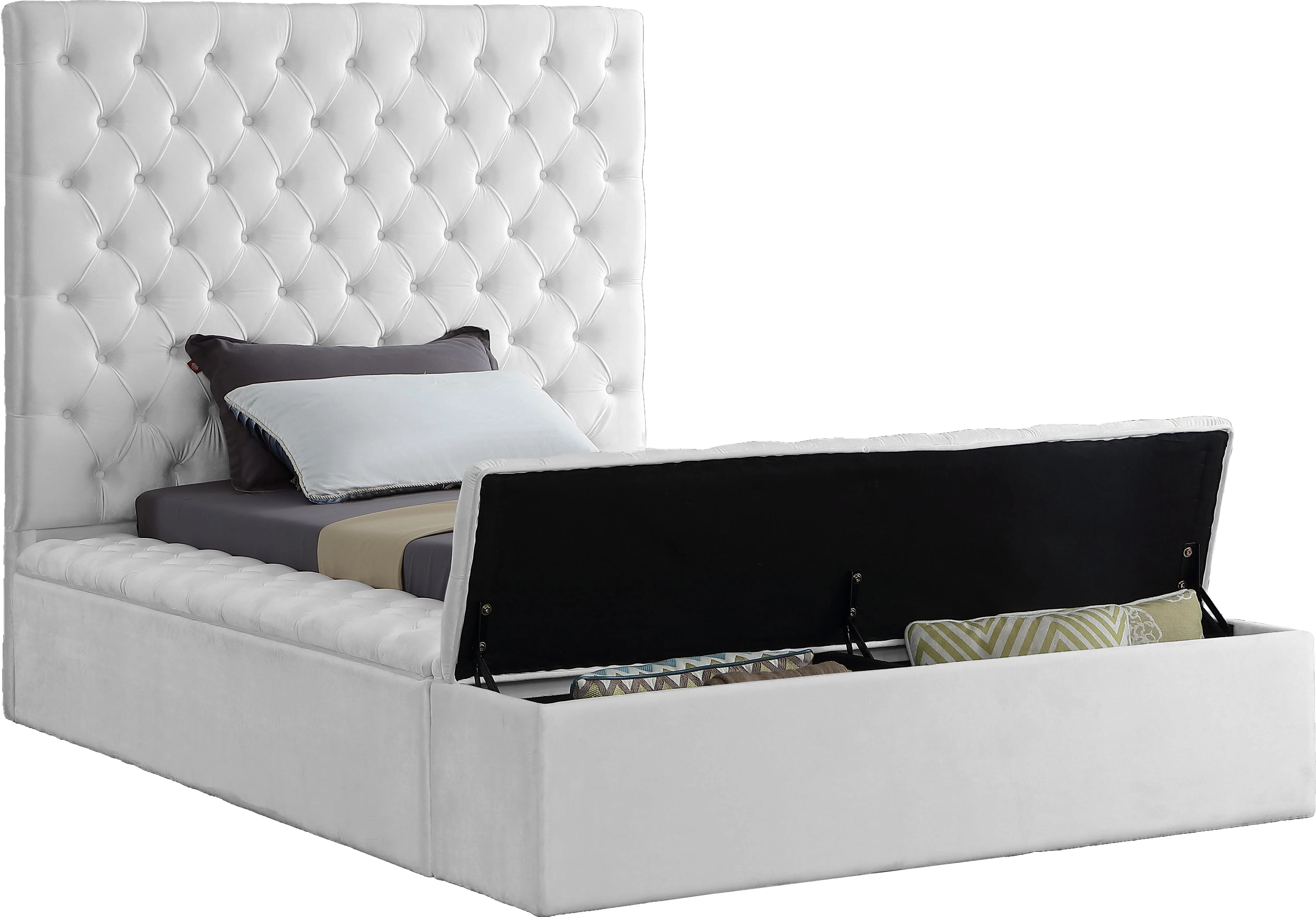 Bliss White Velvet Twin Bed (3 Boxes) - Image 2