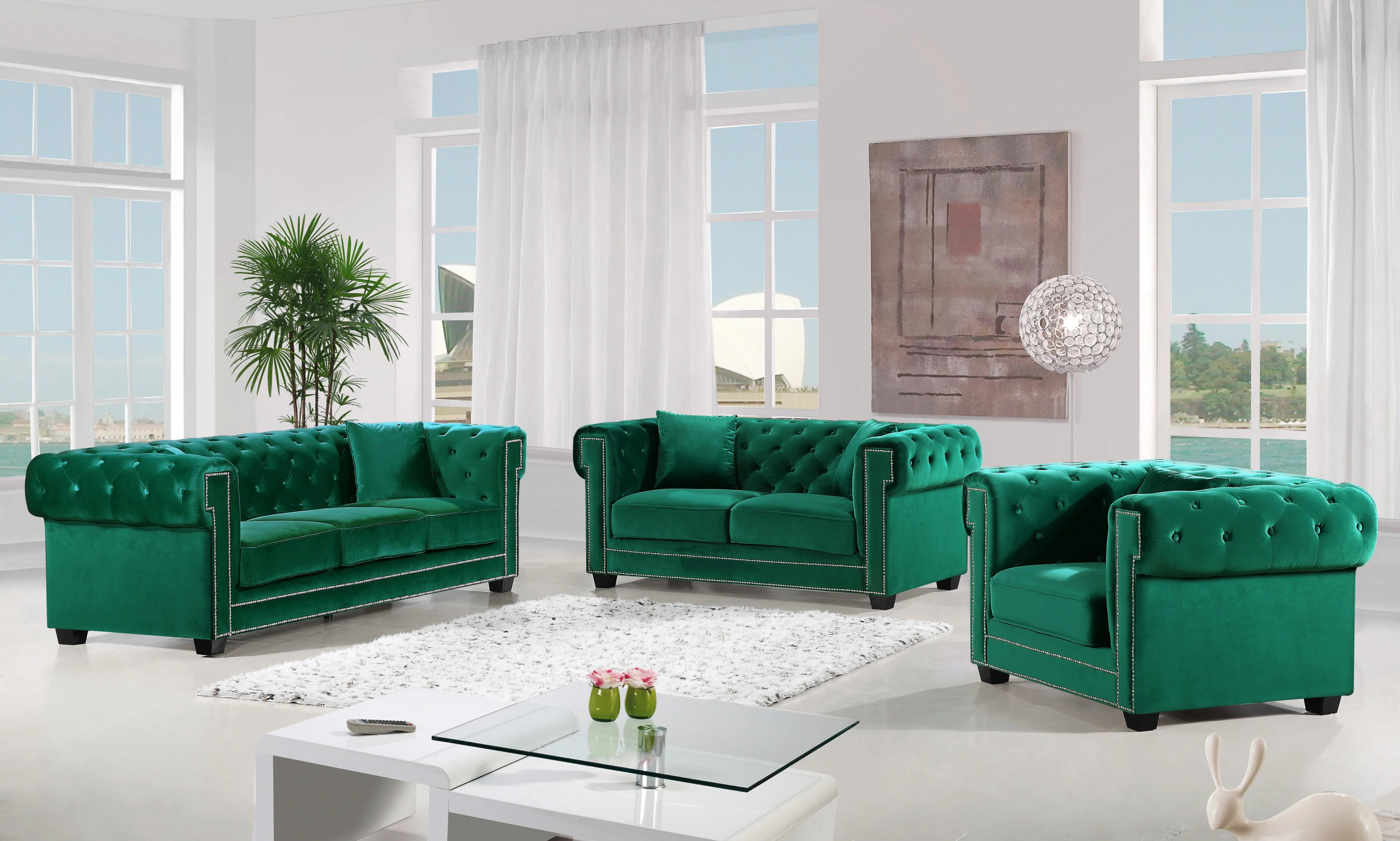 Bowery Green Velvet Chair - Image 3