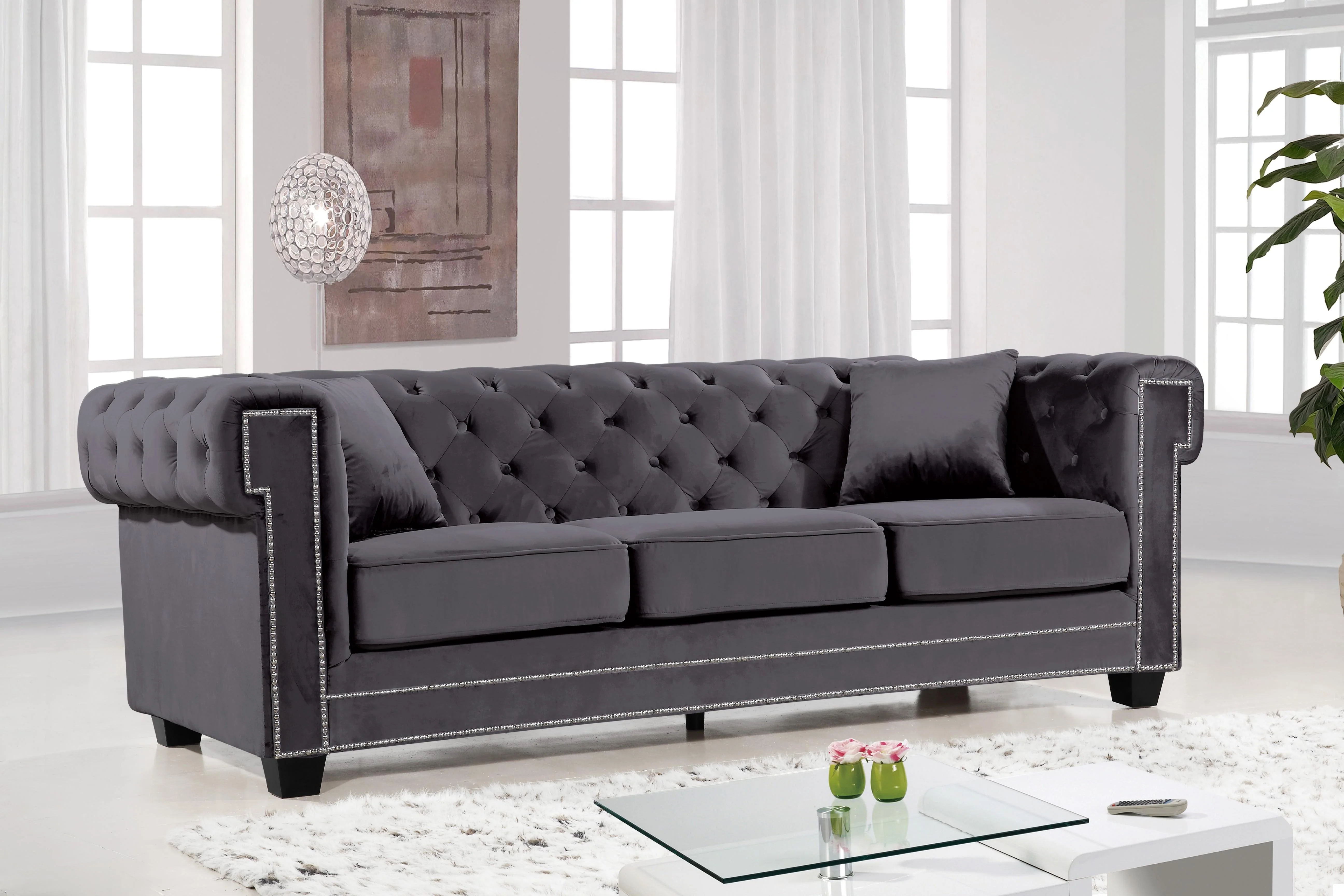 Bowery Grey Velvet Sofa - Image 2