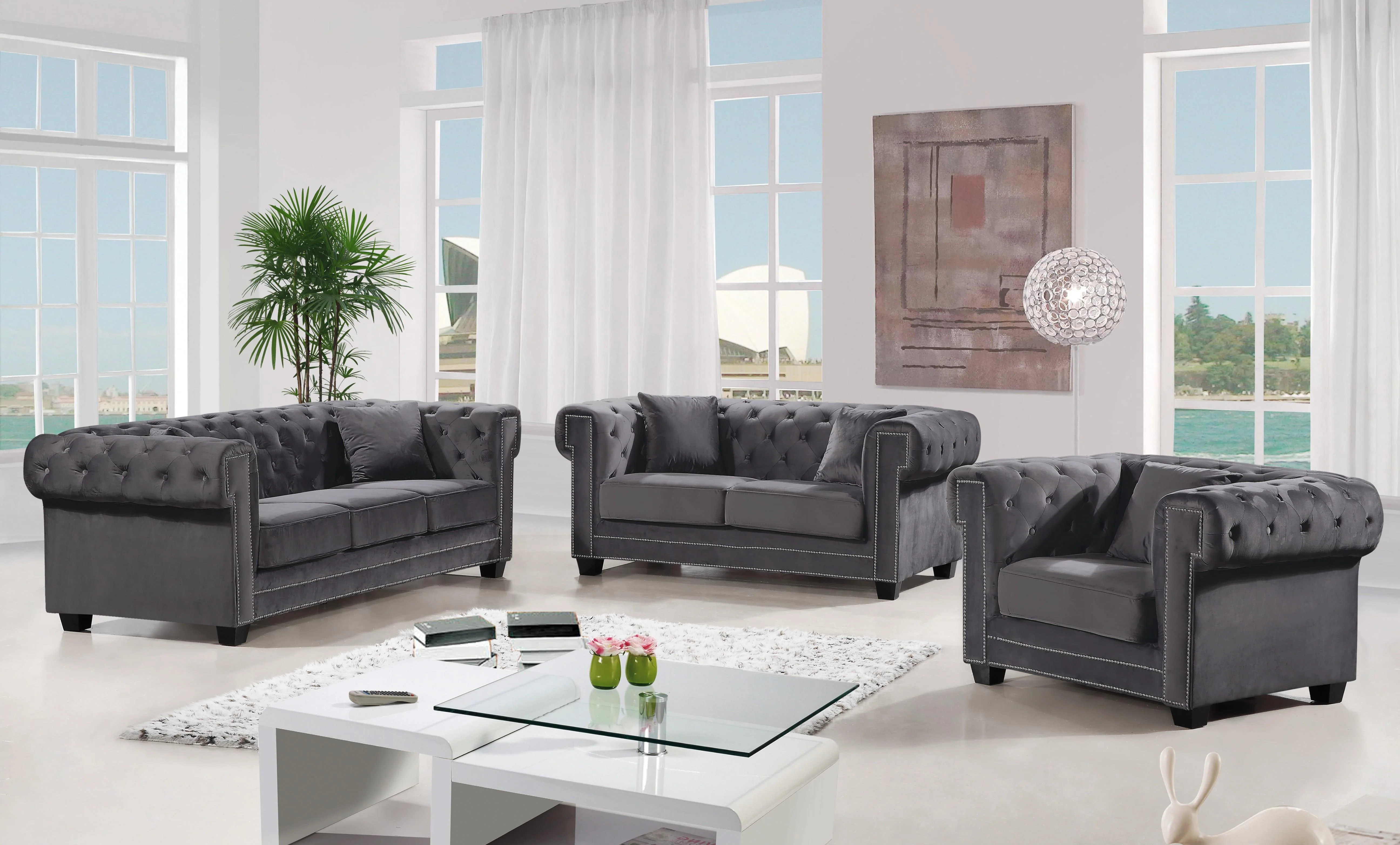 Bowery Grey Velvet Sofa - Image 4