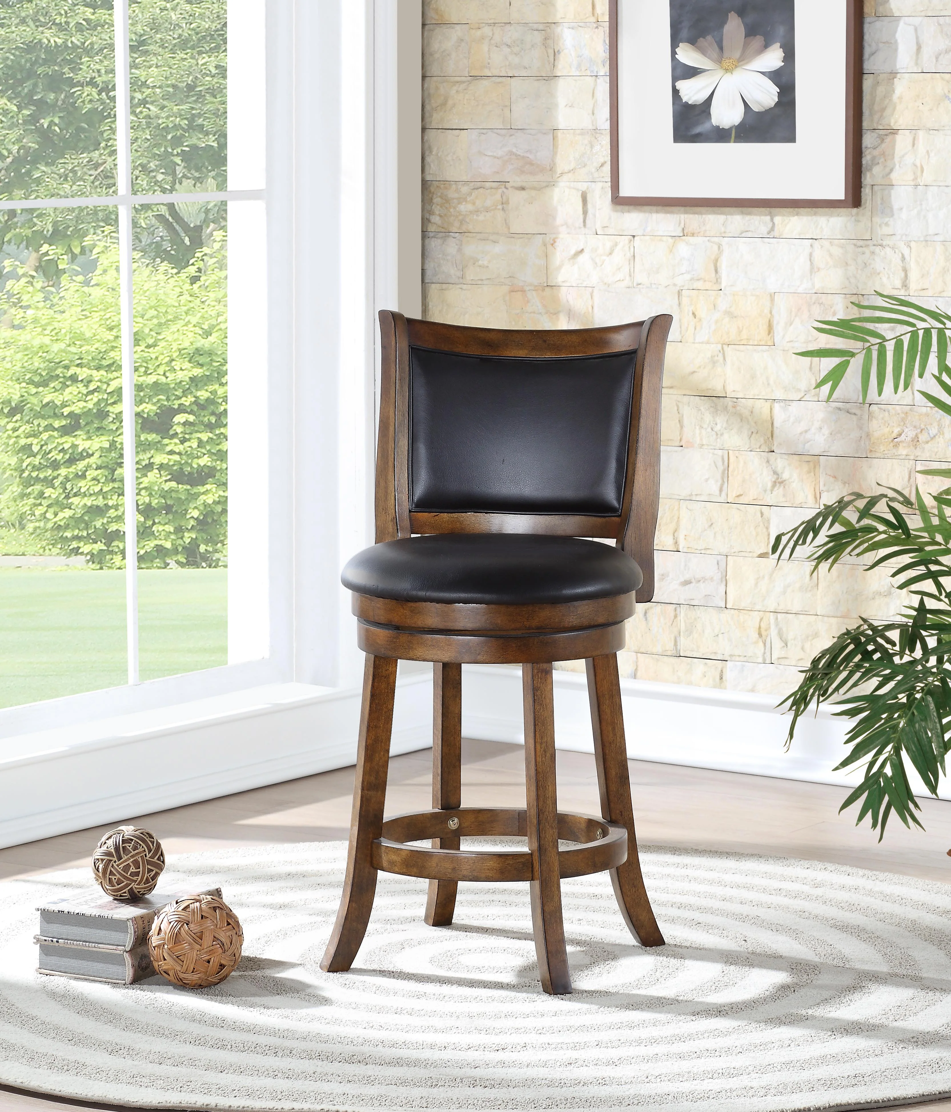 BRISTOL 24" COUNTER STOOL-DK BROWN W/PU SEAT - Image 6