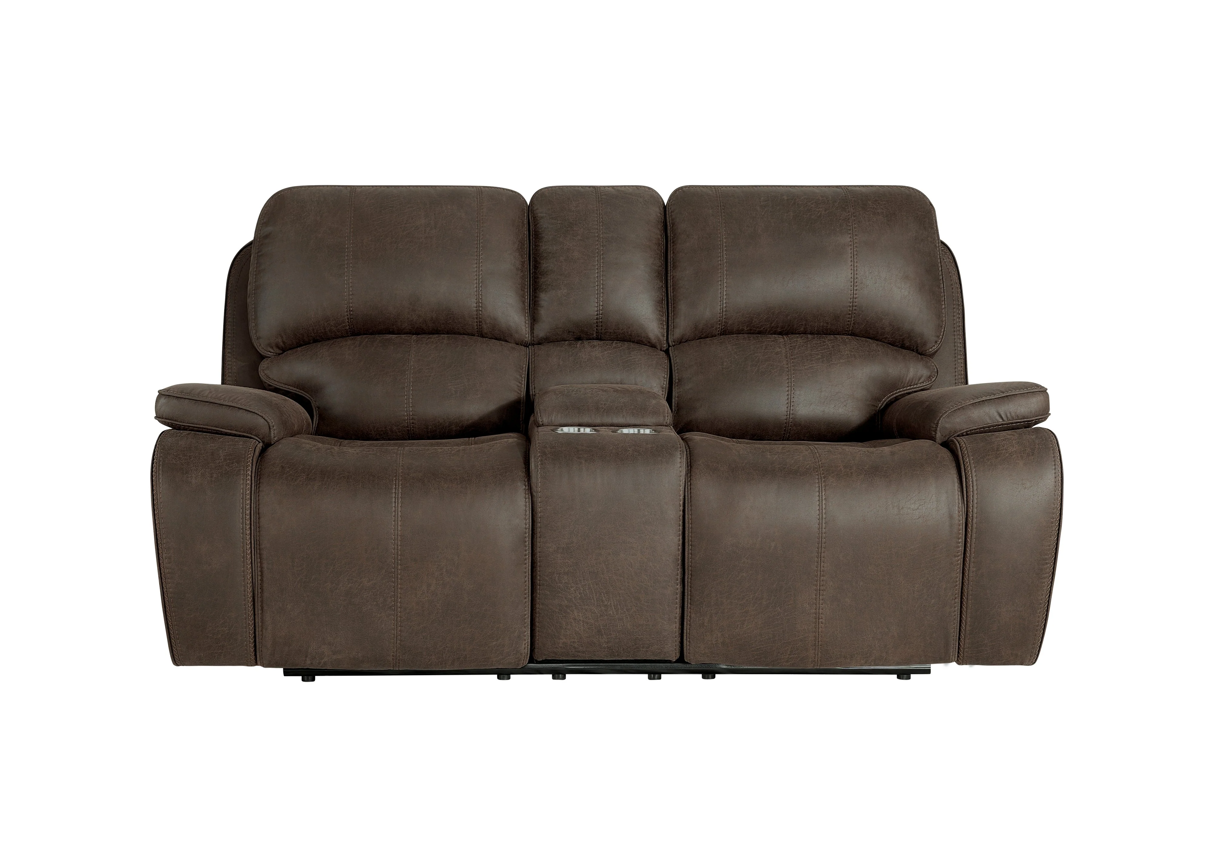 Brookings Console Loveseat W/Pwr Hr & Fr-Brown - Image 2
