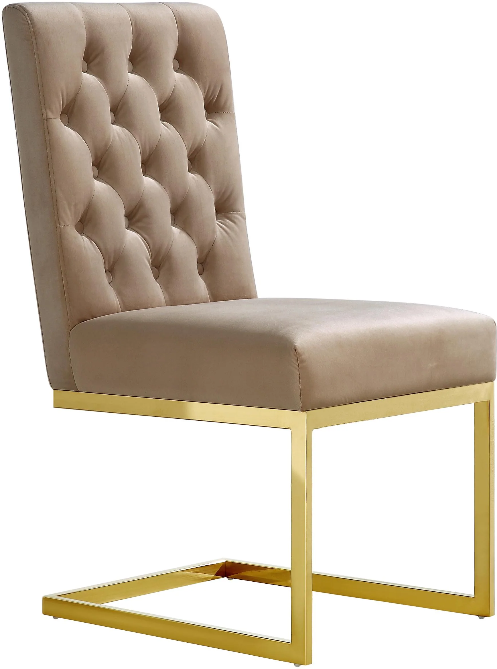 Cameron Beige Velvet Dining Chair - Image 3