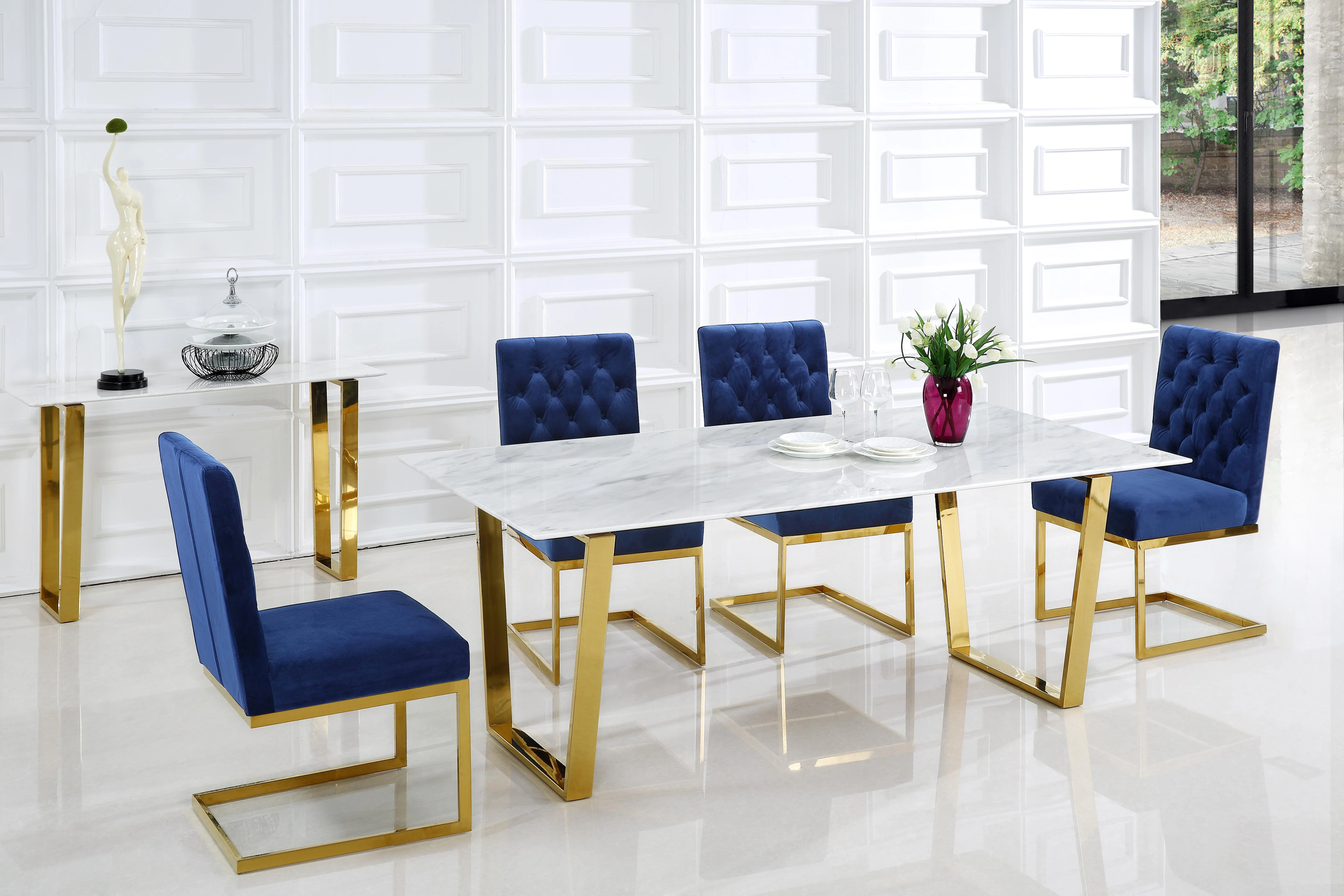 Cameron Navy Velvet Dining Chair - Image 5