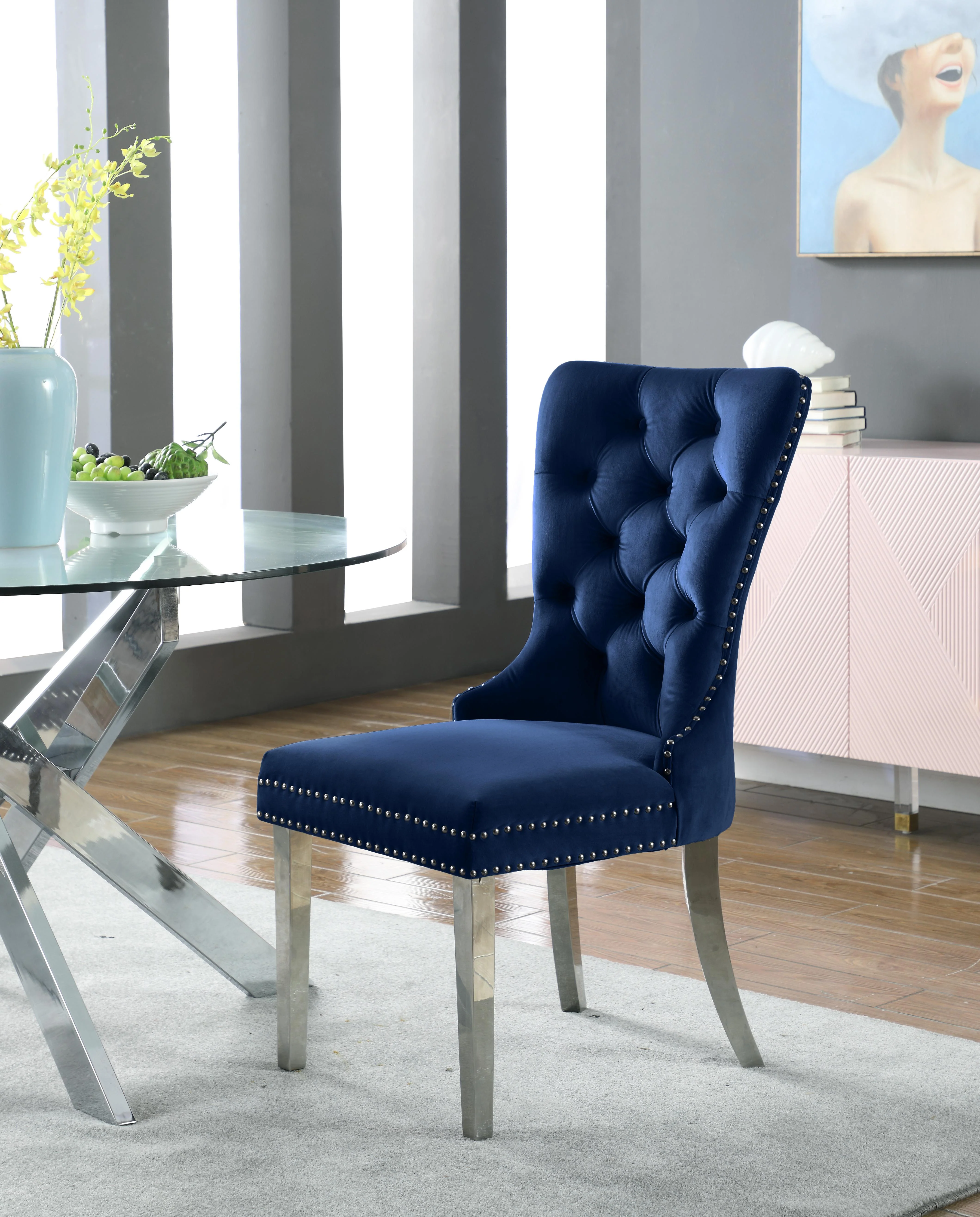 Carmen Navy Velvet Dining Chair - Image 5