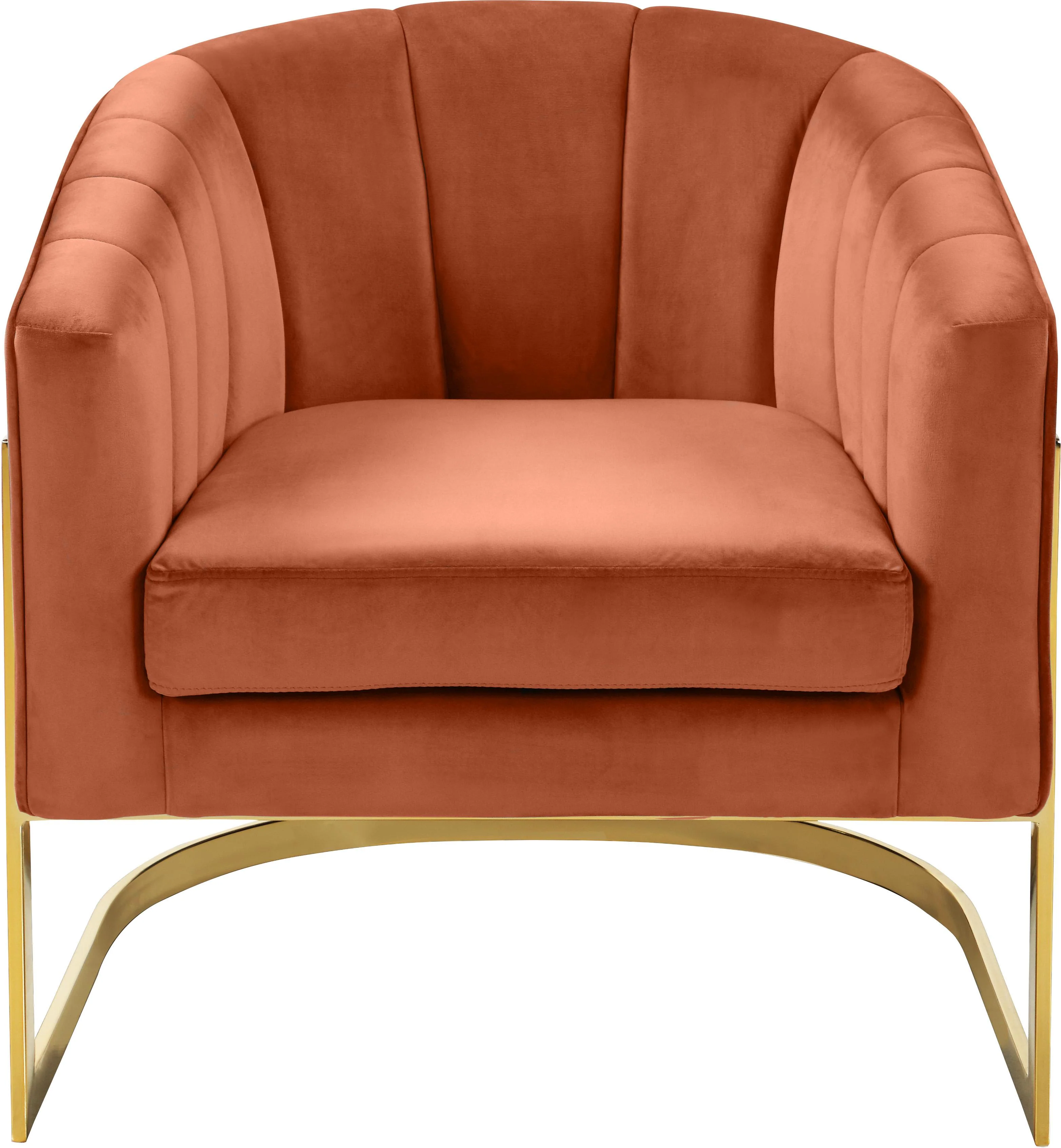 Carter Cognac Velvet Accent Chair - Image 4