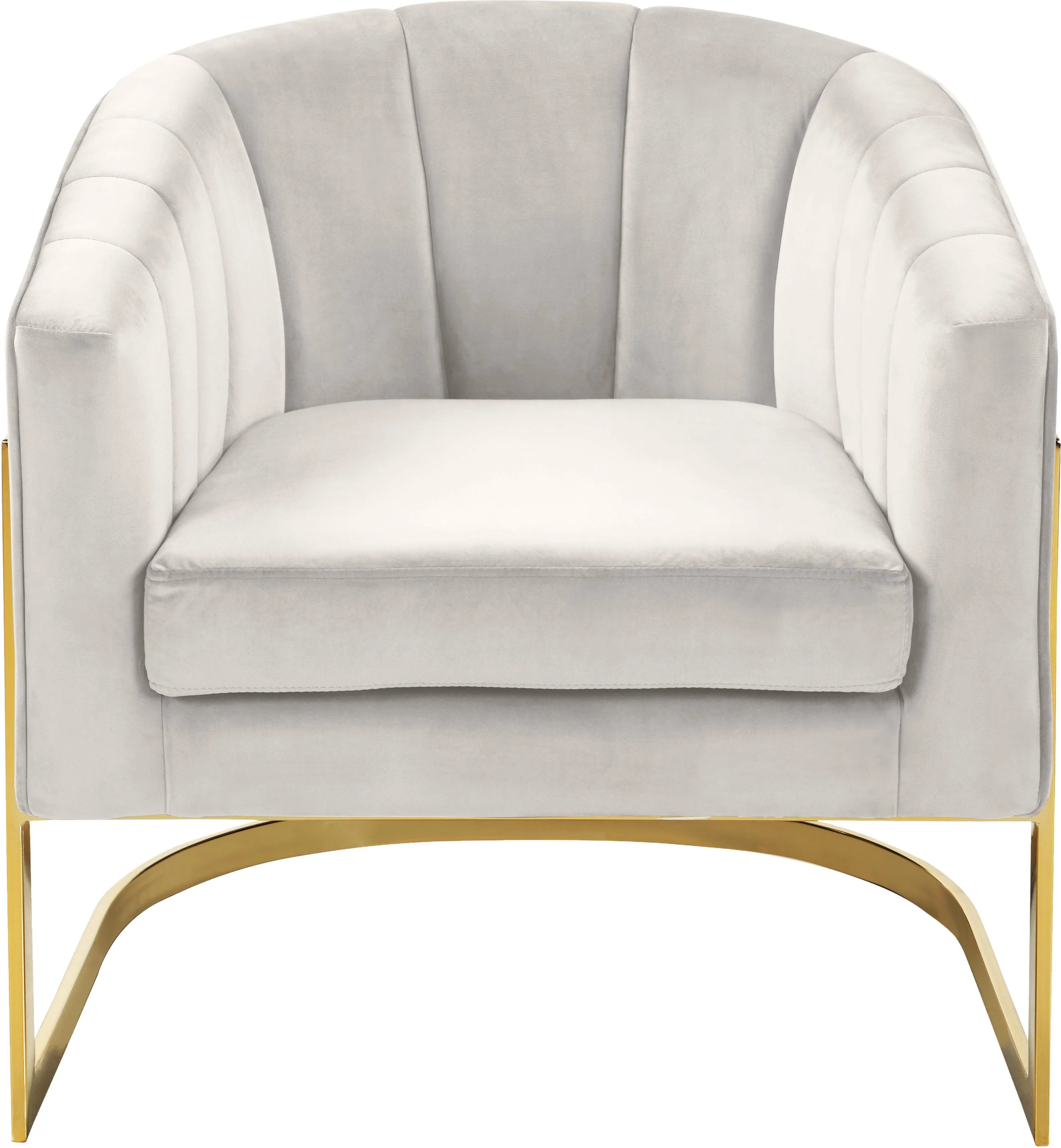 Carter Cream Velvet Accent Chair - Image 3