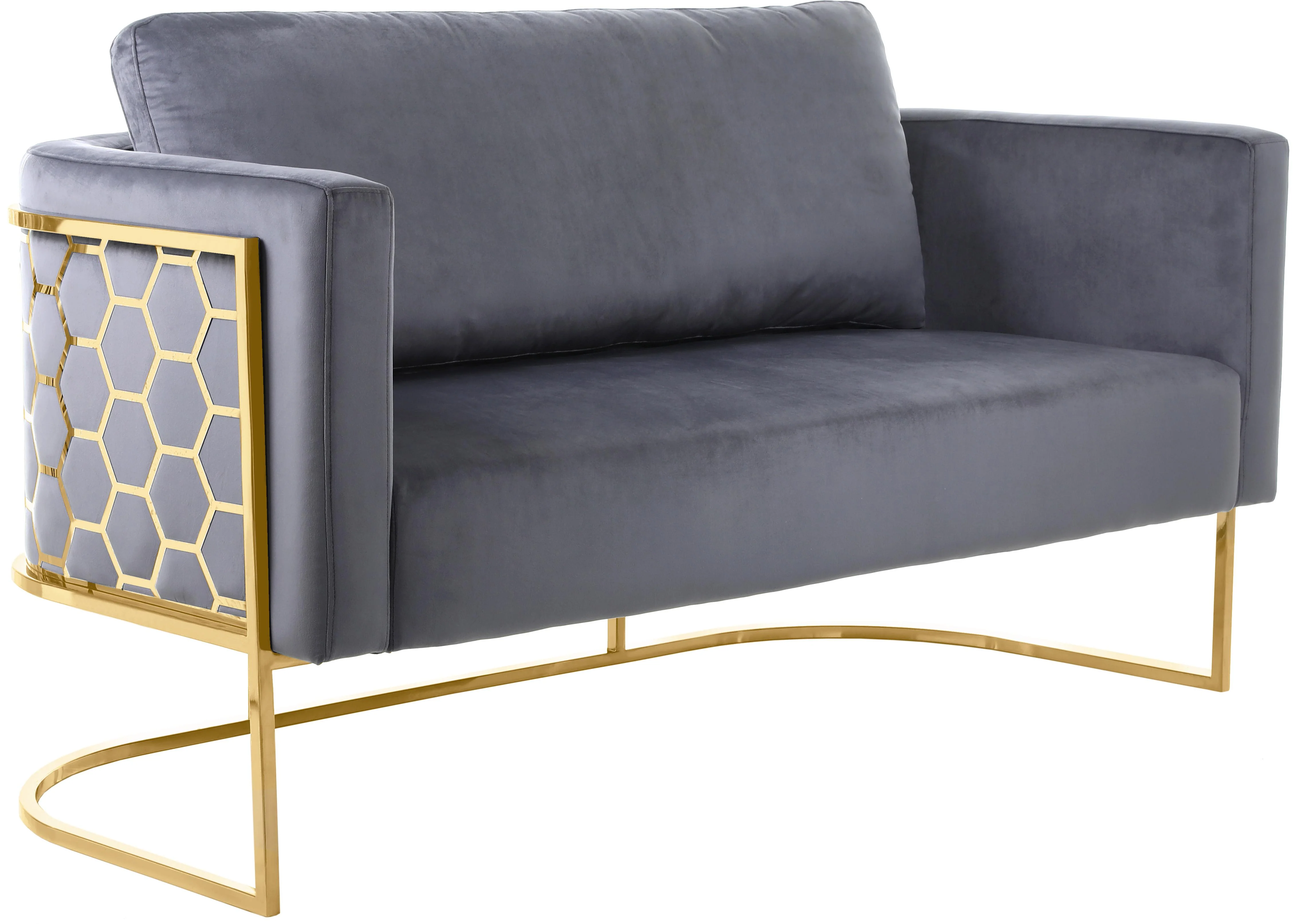 Casa Grey Velvet Loveseat - Image 5