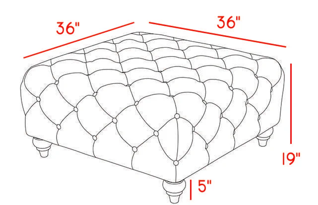 Chesterfield Grey Linen Ottoman - Image 3