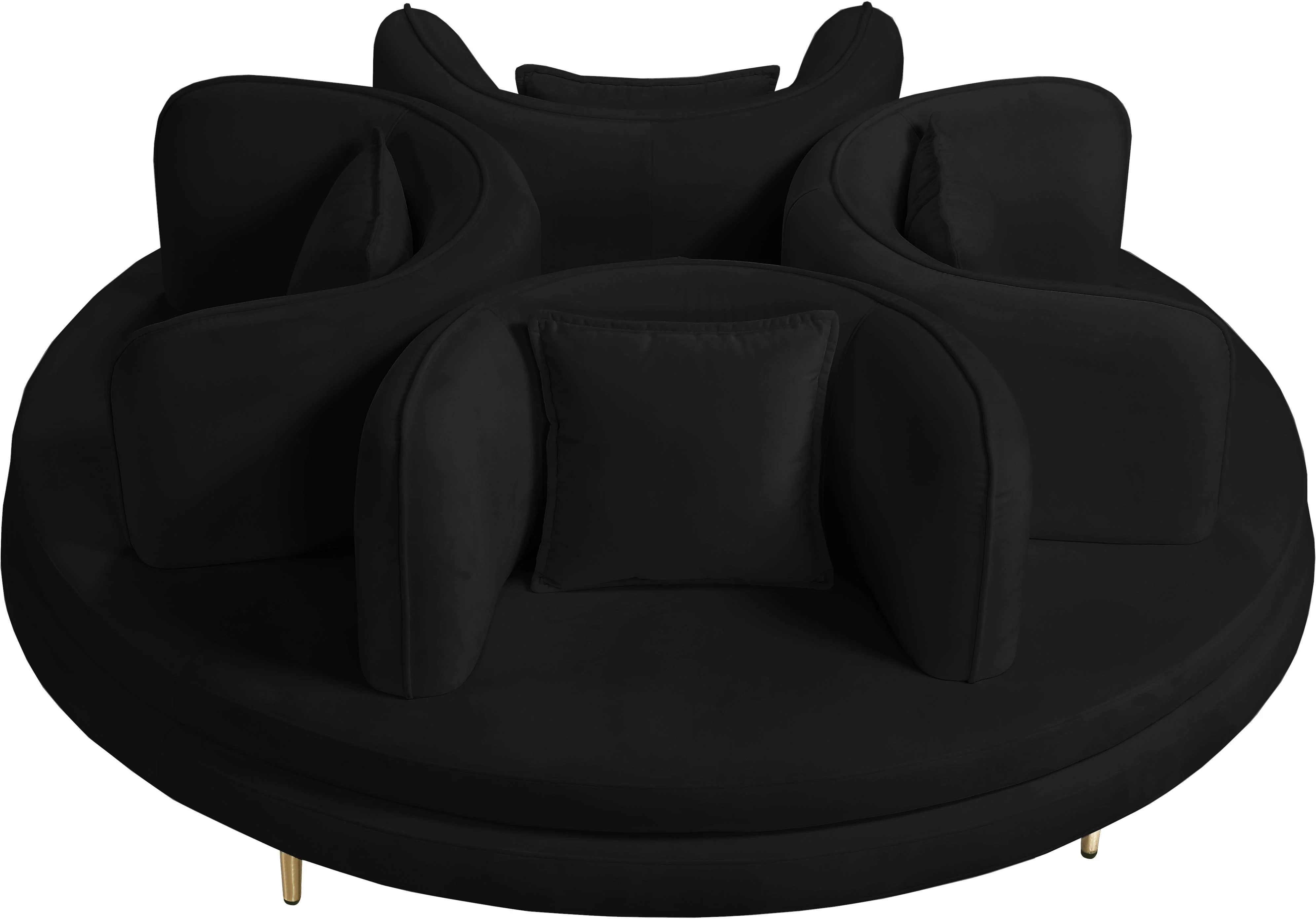 Circlet Black Velvet Round Sofa Settee - Image 2