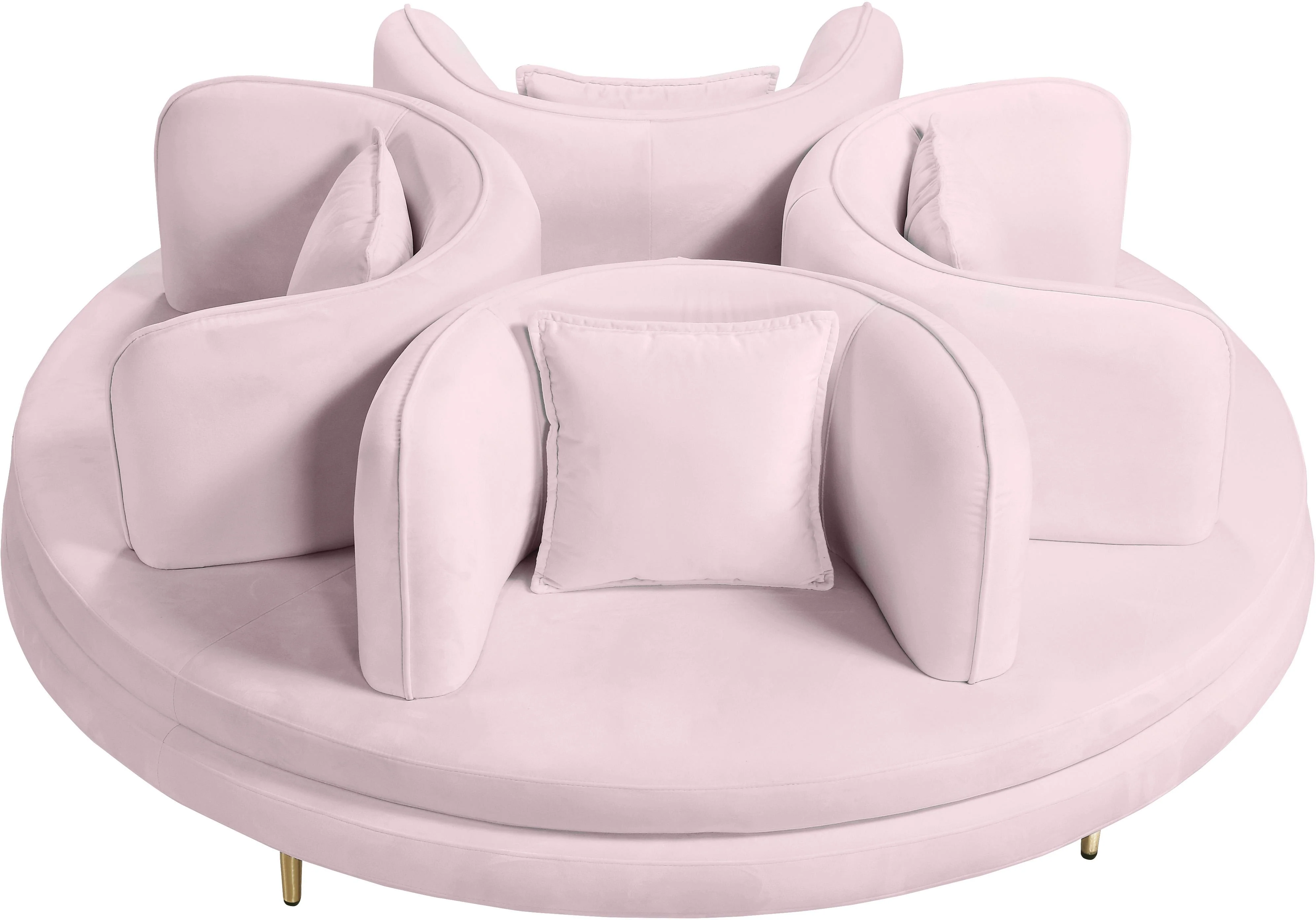 Circlet PInk Velvet Round Sofa Settee - Image 2