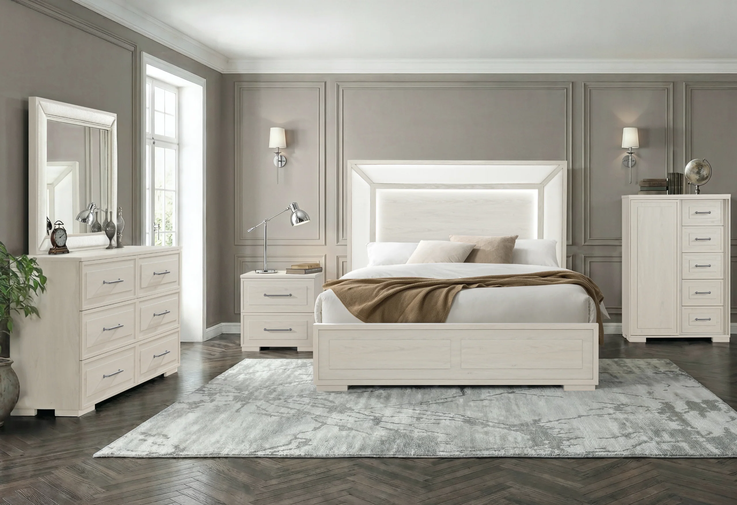 CLARA BEIGE UPHOLSTERED MIRROR - Image 4