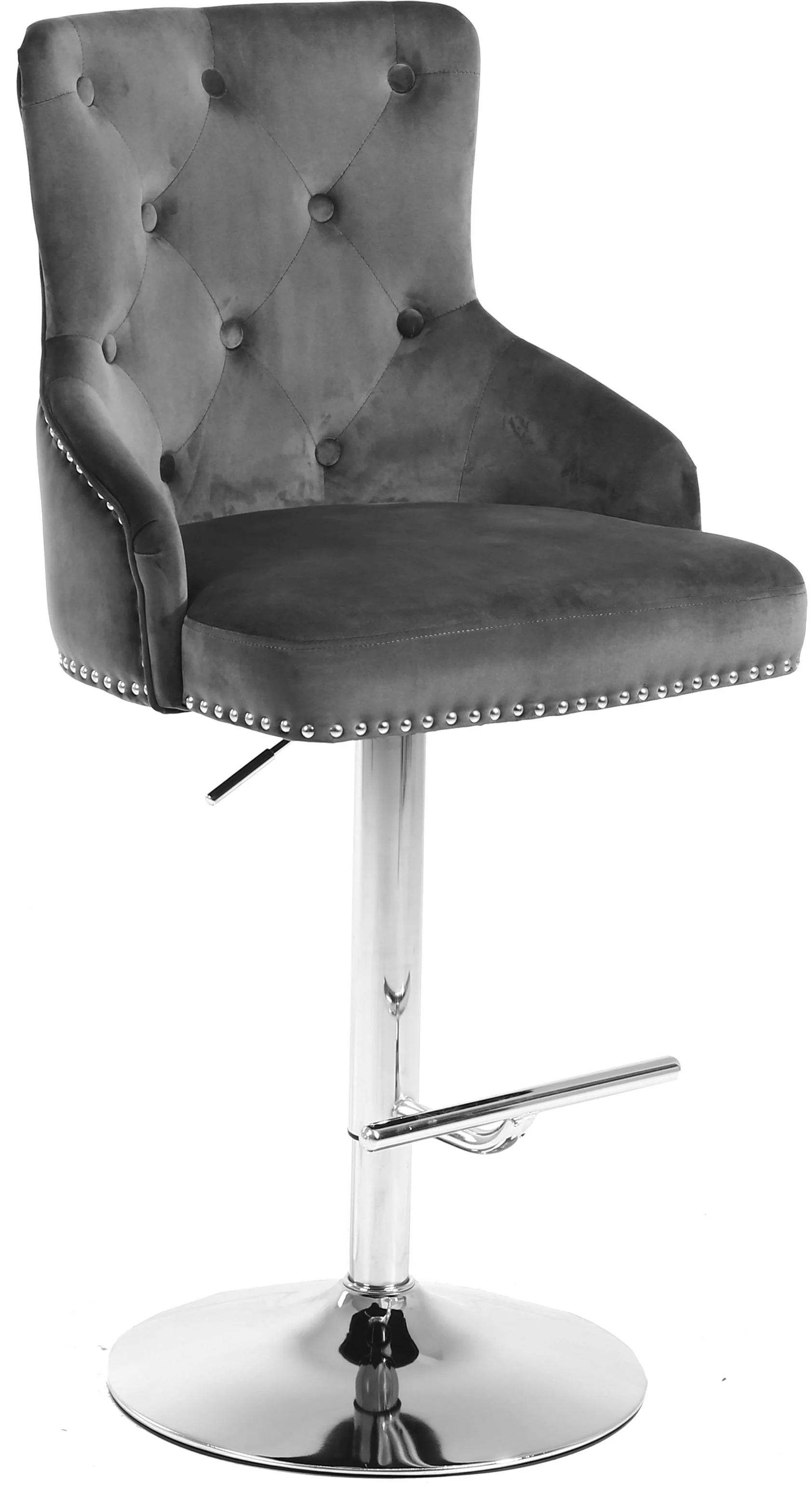 Claude Grey Velvet Adjustable Stool - Image 3