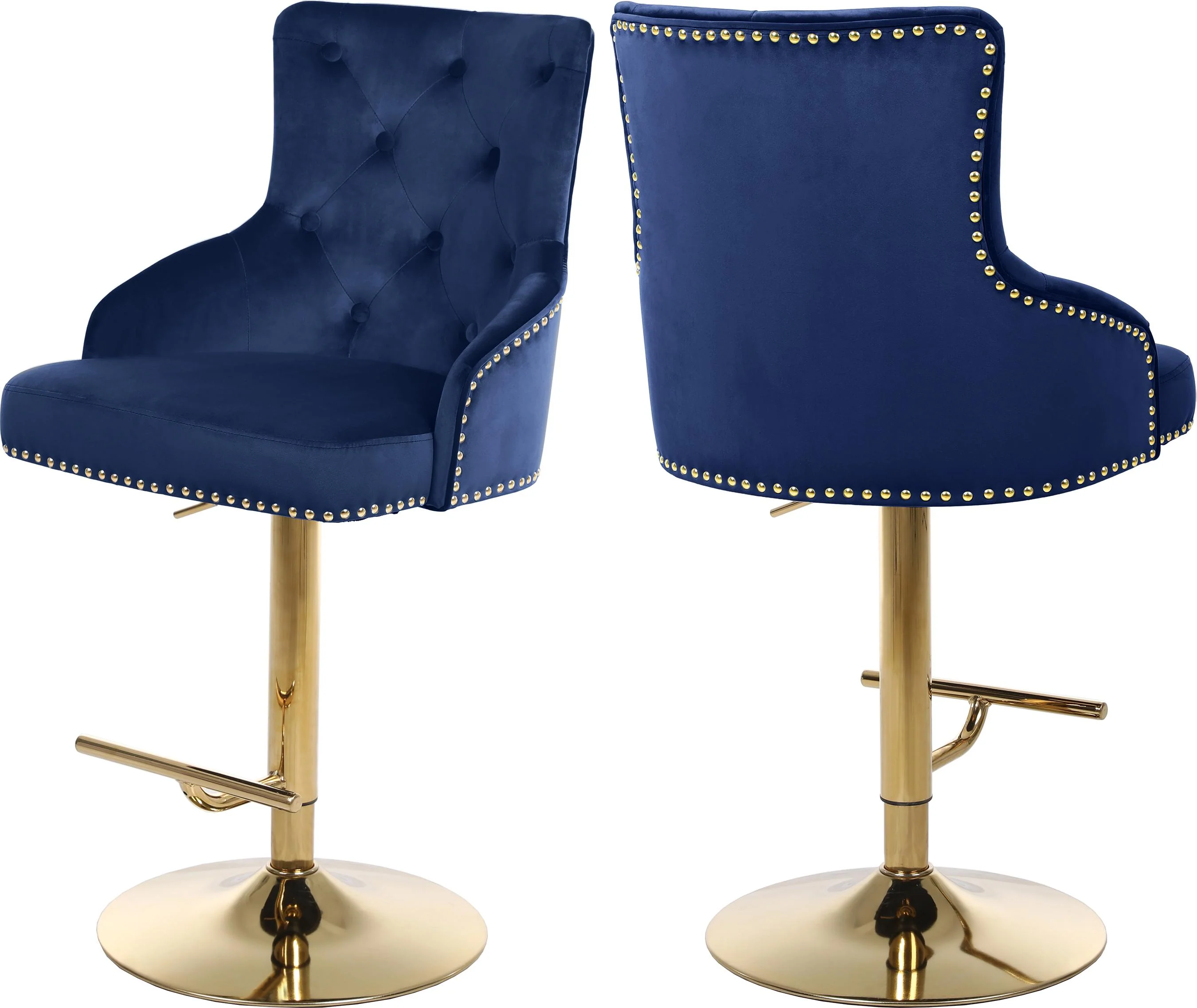Claude Navy Velvet Adjustable Stool - Image 7