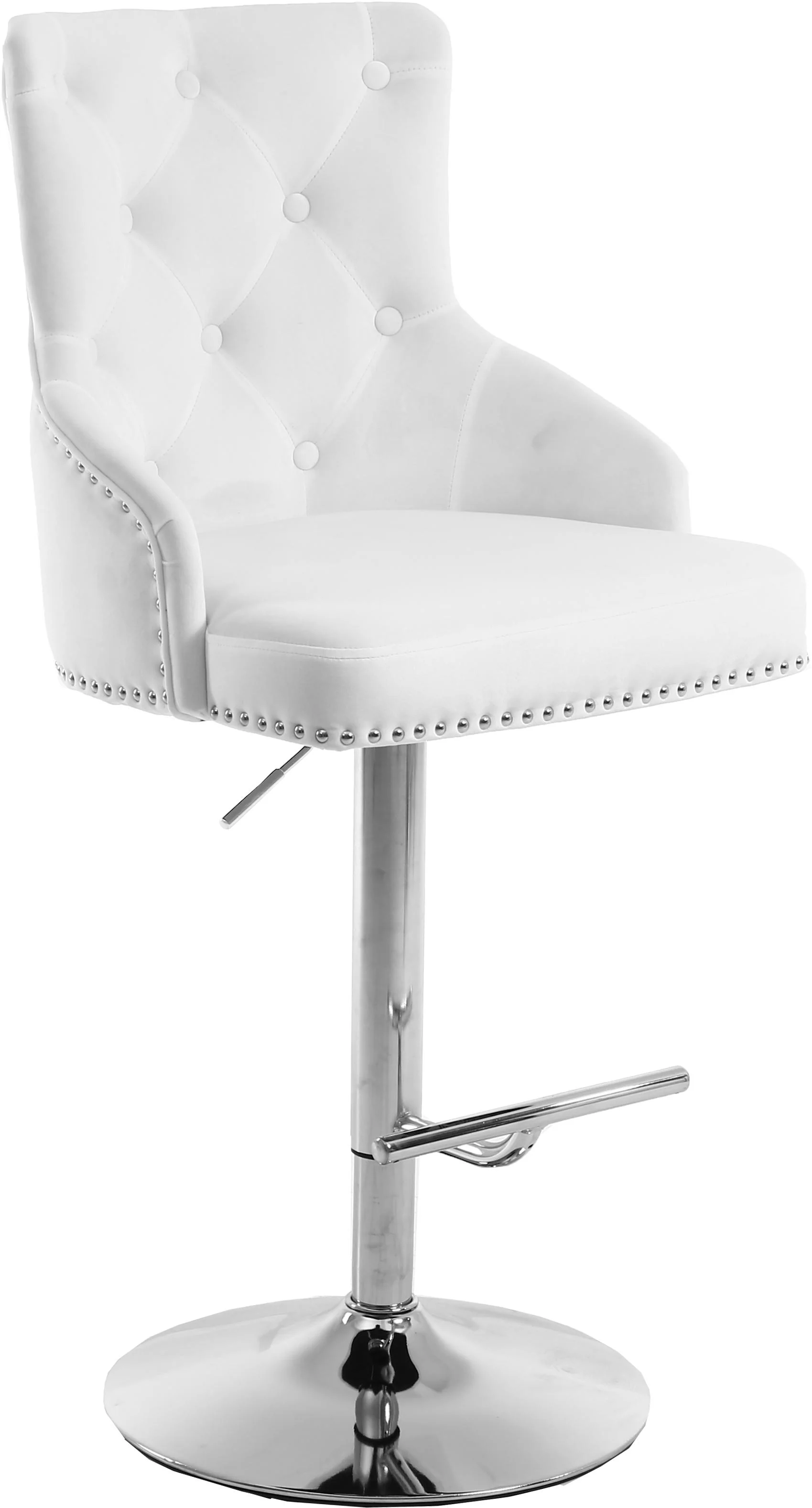 Claude White Velvet Adjustable Stool - Image 3