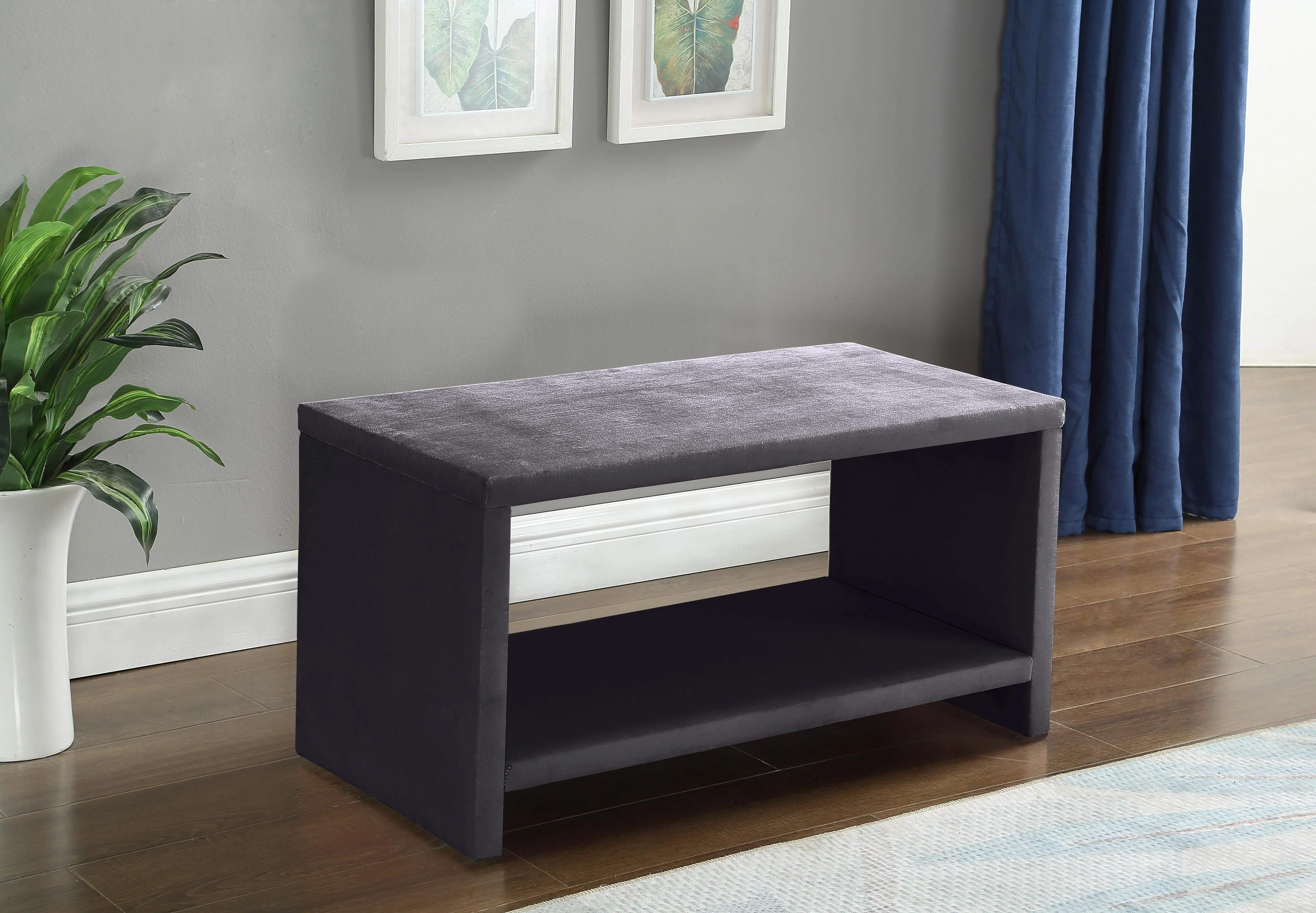Cleo Grey Velvet Night Stand - Image 2