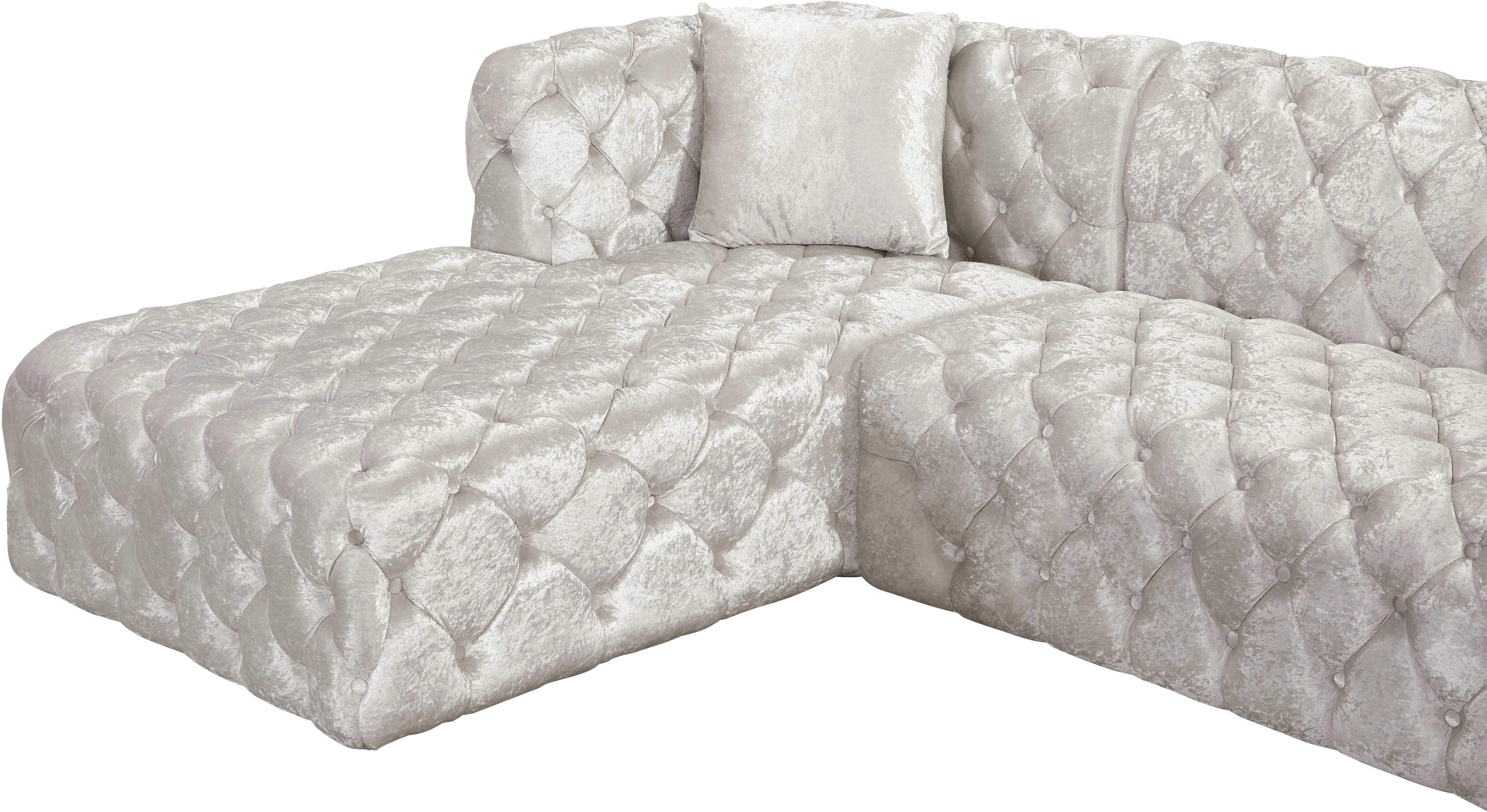 Coco White Velvet 3pc. Sectional (3 Boxes) - Image 8