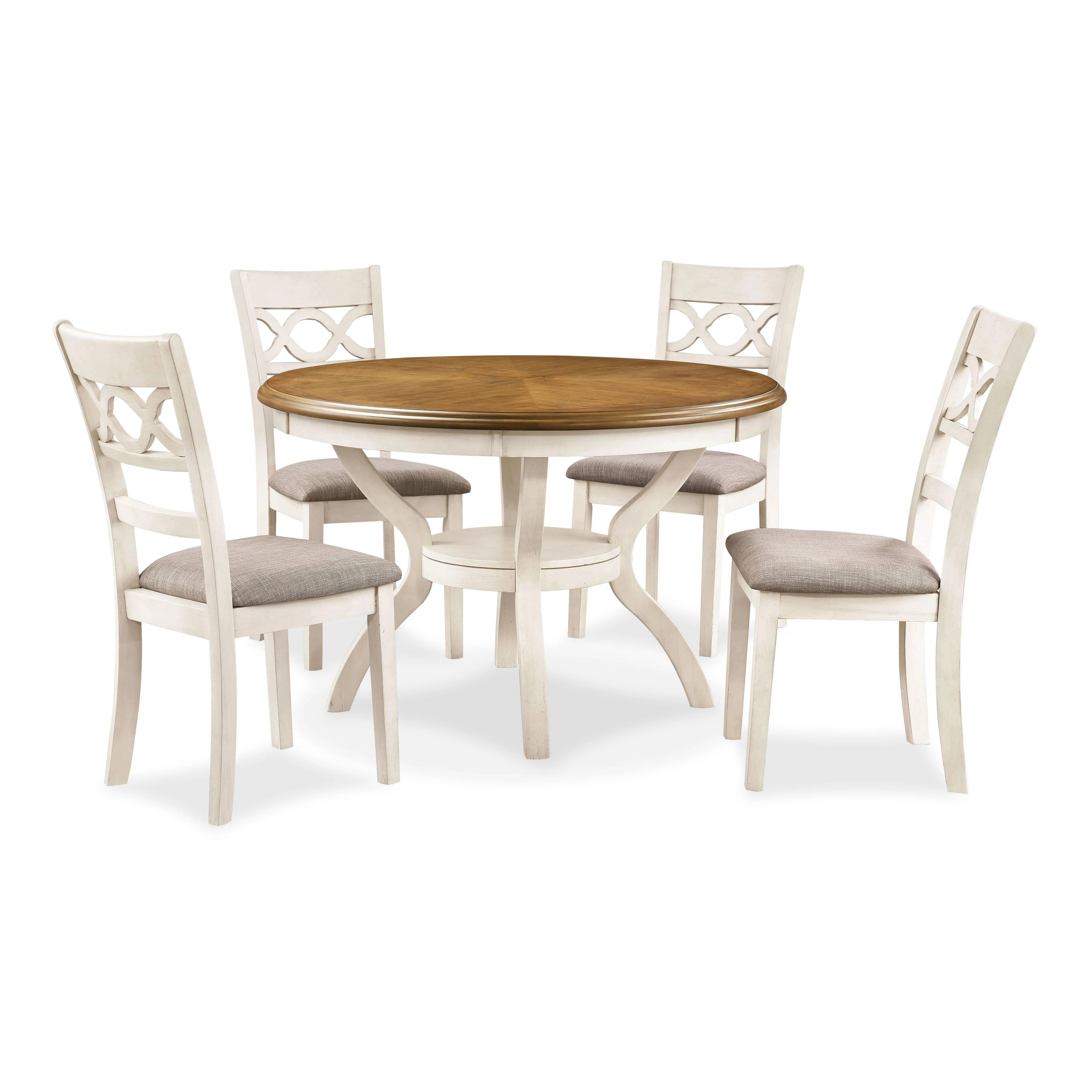 CORI ROUND DINING 5 PC SET-BISQUE/BROWN - Image 2