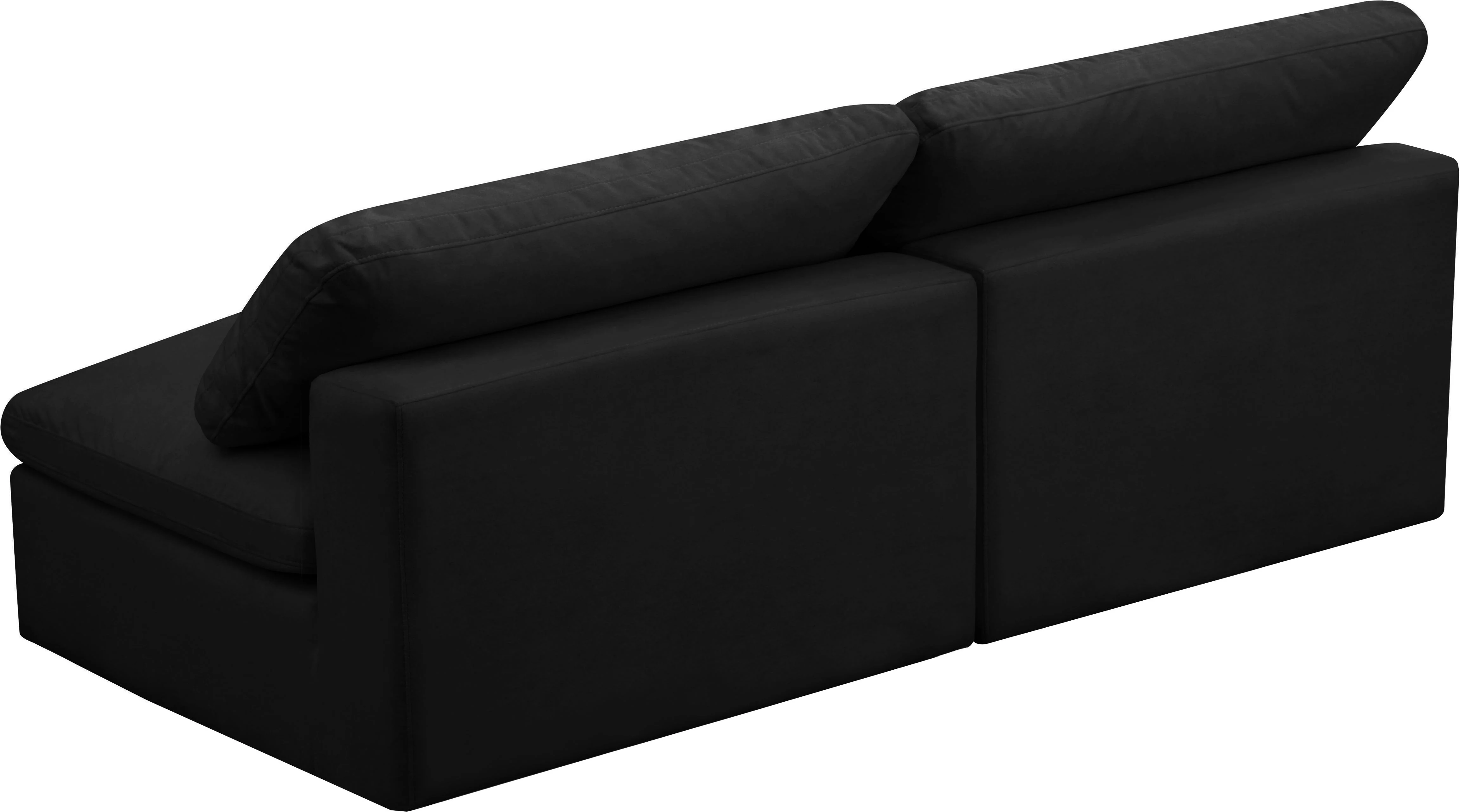 Cozy Black Velvet Cloud Modular Armless Sofa - Image 12