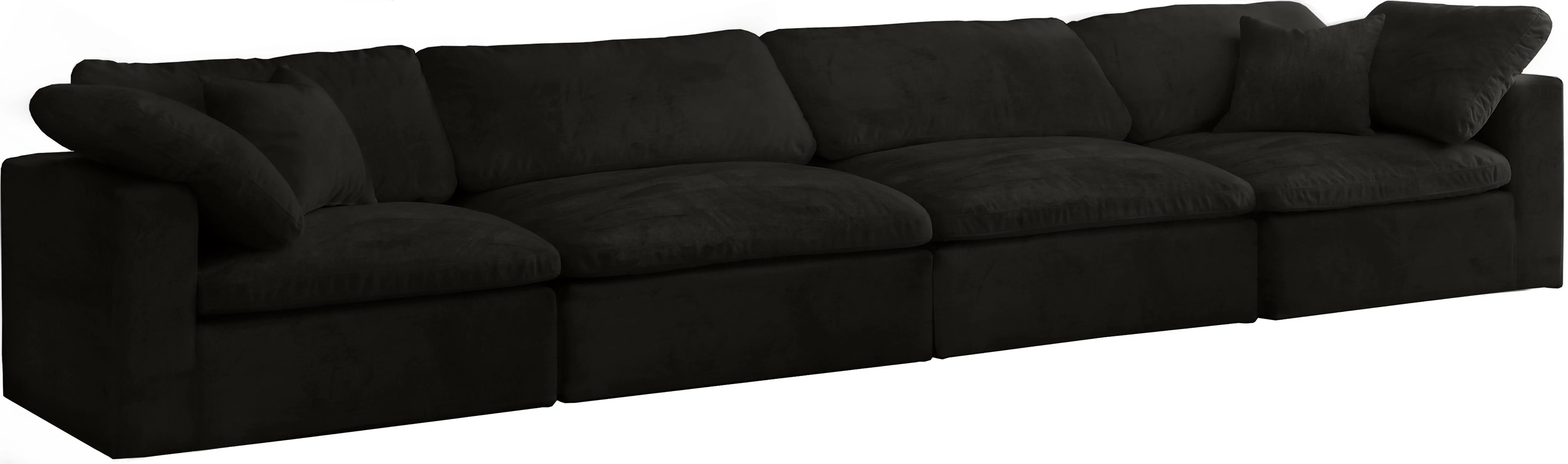 Cozy Black Velvet Cloud Modular Sofa - Image 7
