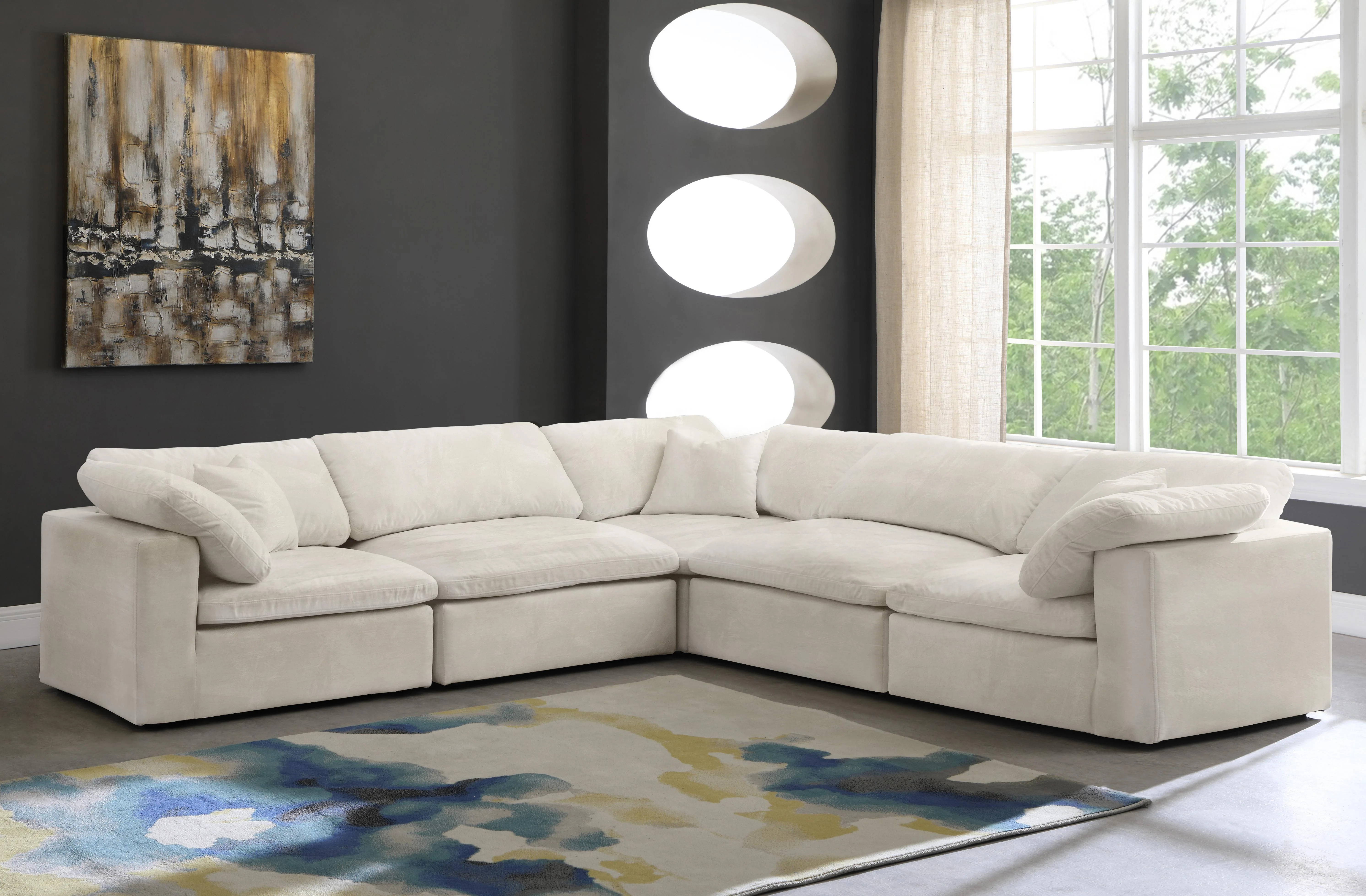 Cozy Cream Velvet Cloud Modular Sectional - Image 21