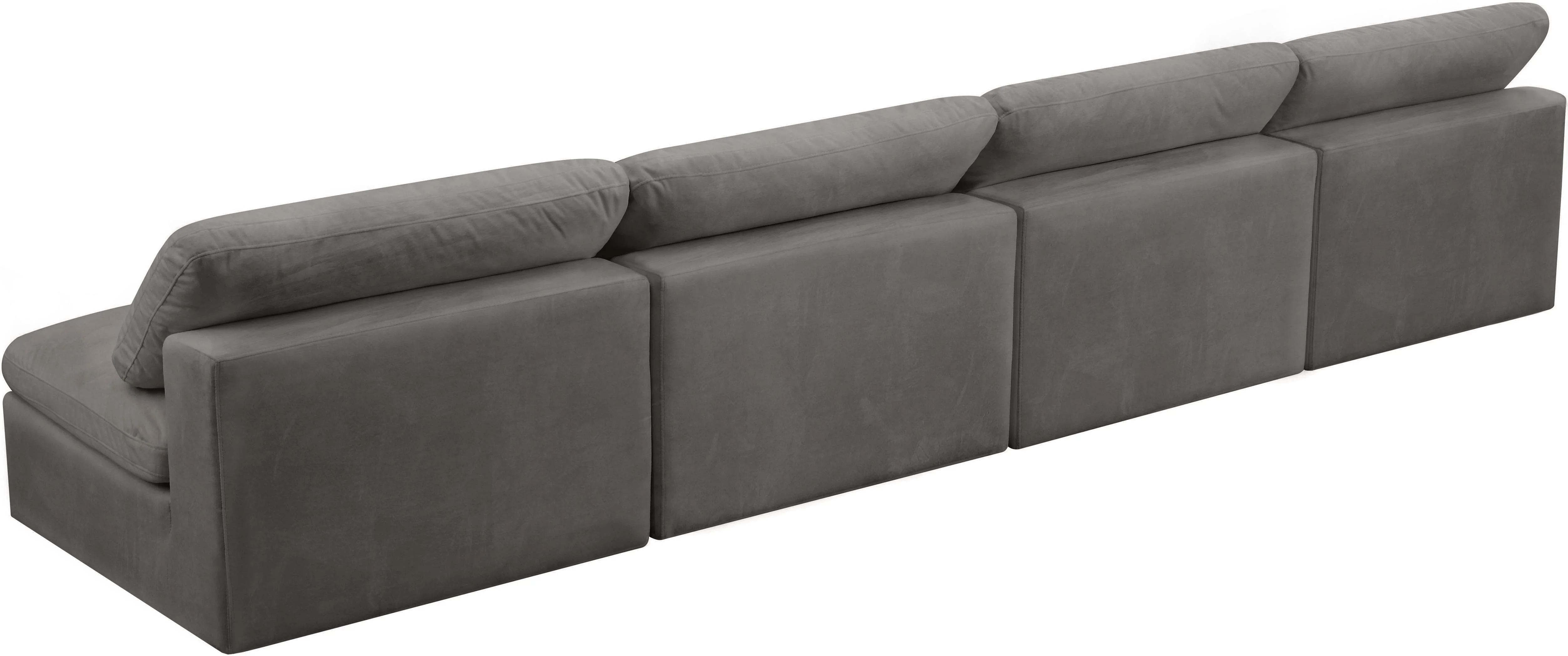 Cozy Grey Velvet Cloud Modular Armless Sofa - Image 10