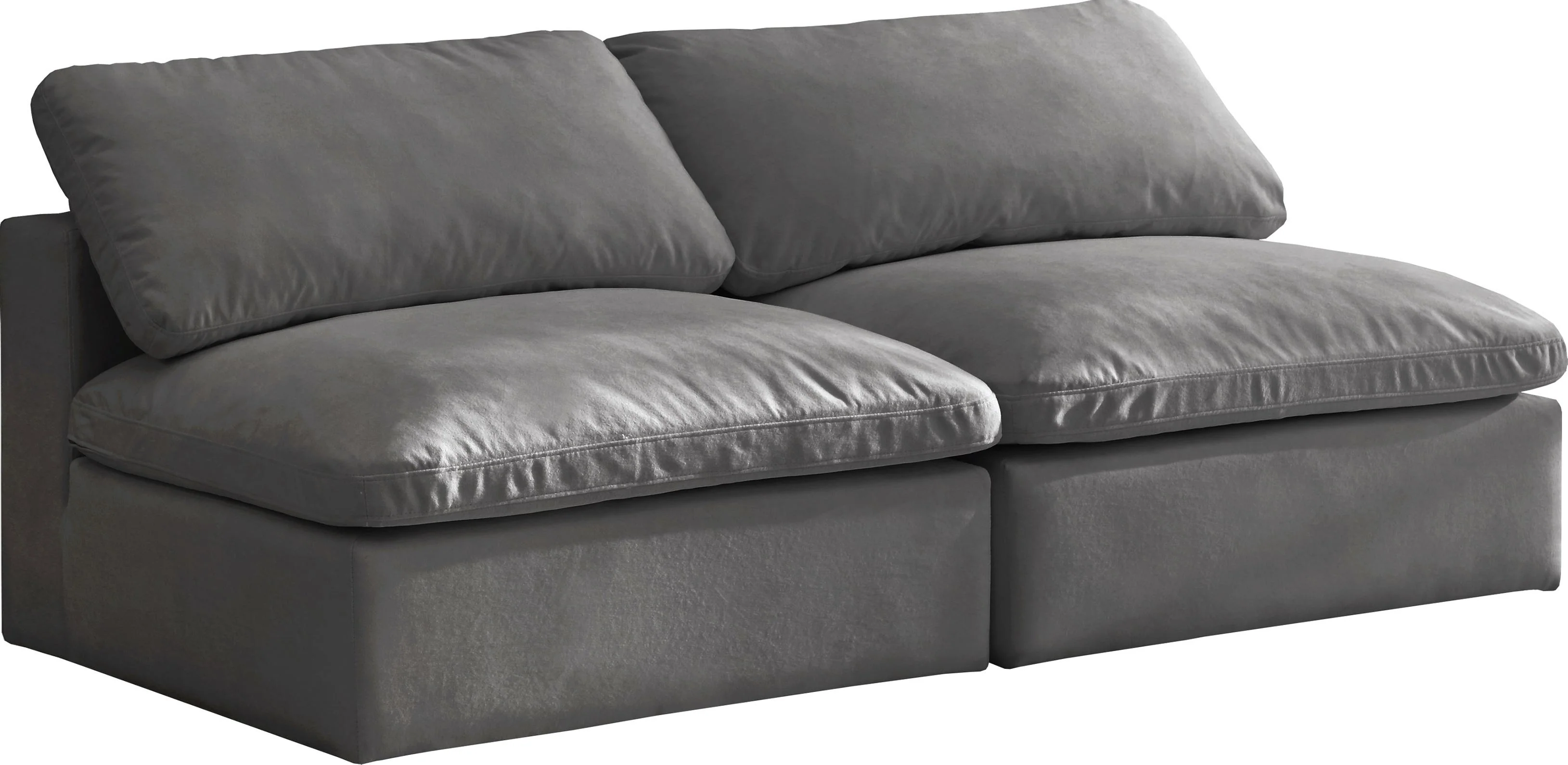 Cozy Grey Velvet Cloud Modular Armless Sofa - Image 11