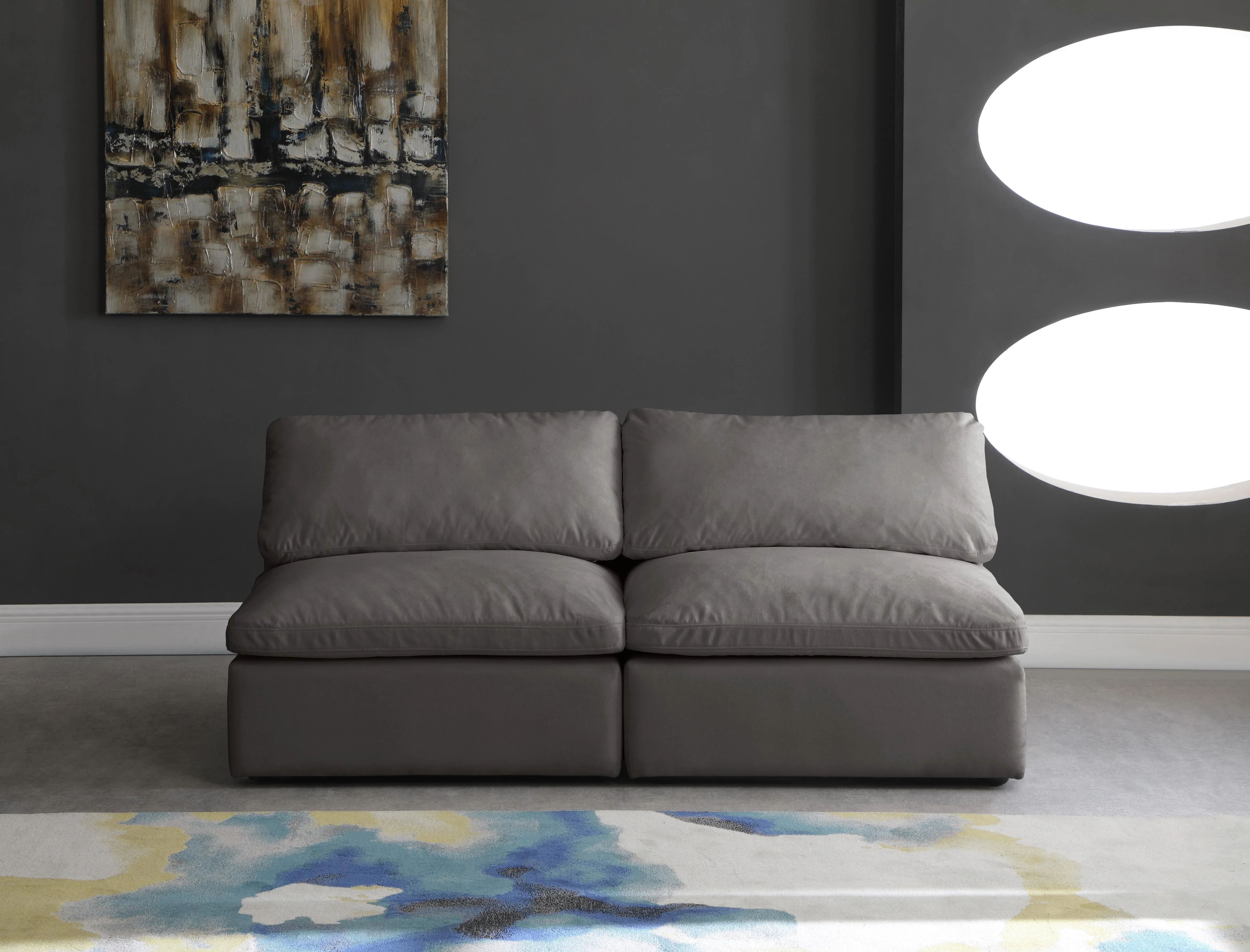 Cozy Grey Velvet Cloud Modular Armless Sofa - Image 13