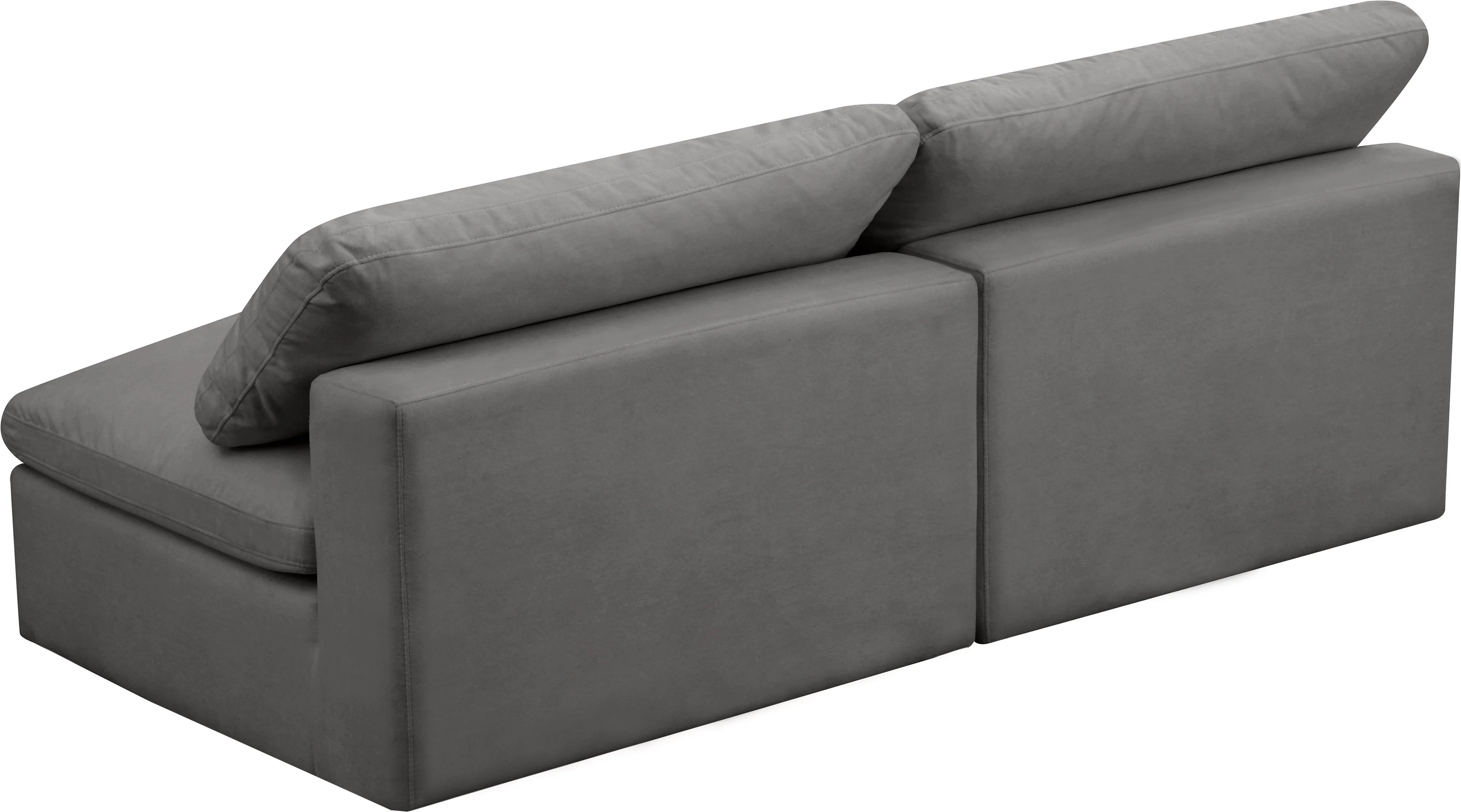 Cozy Grey Velvet Cloud Modular Armless Sofa - Image 14