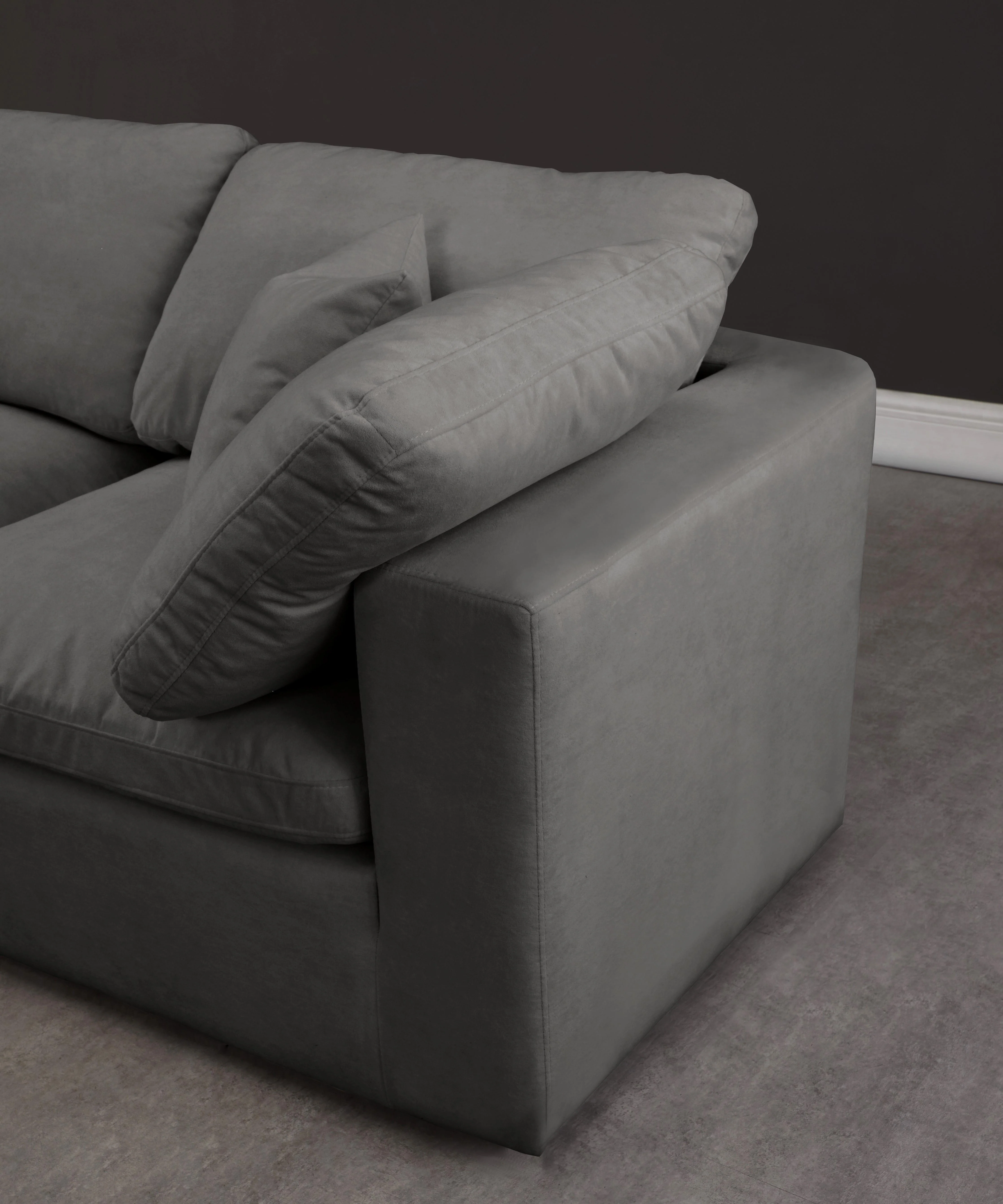 Cozy Grey Velvet Cloud Modular Armless Sofa - Image 15