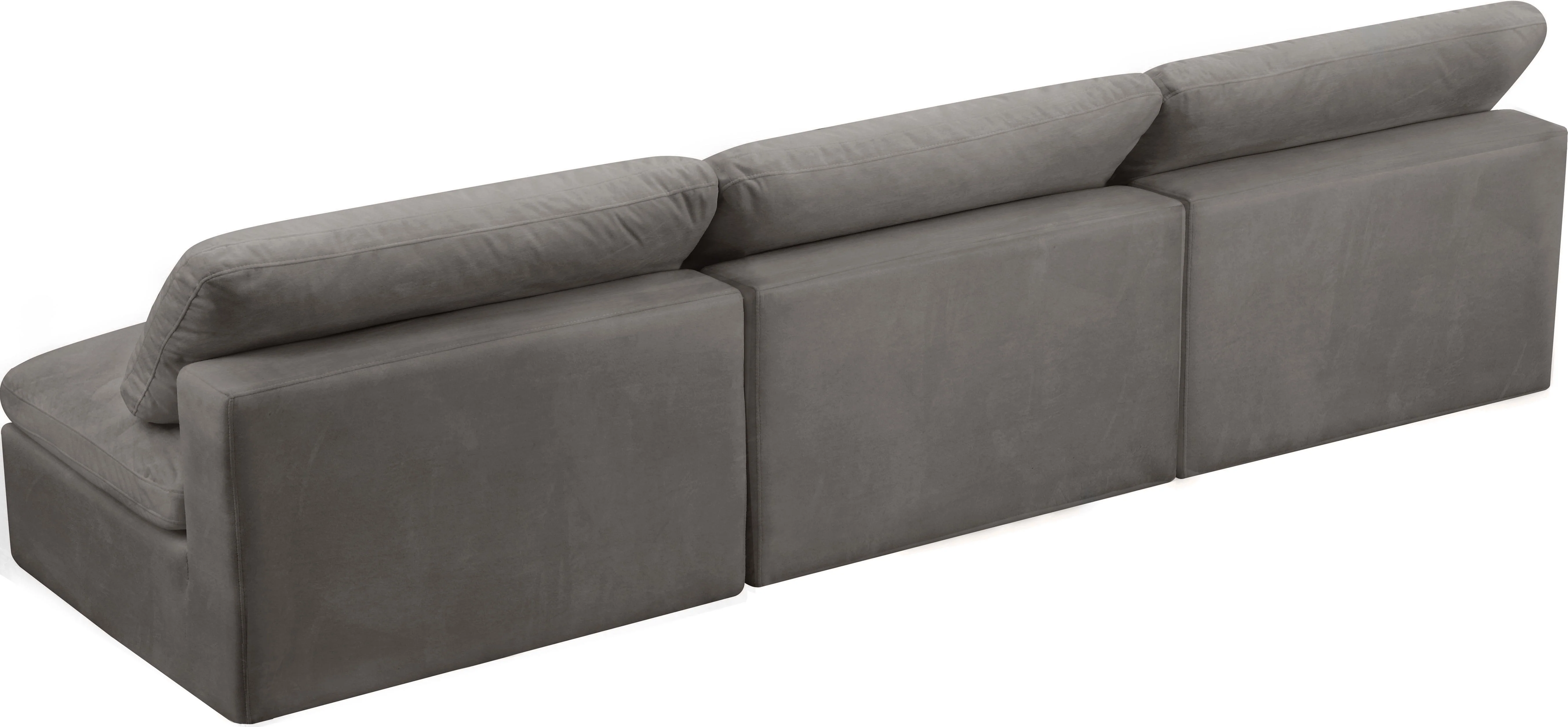 Cozy Grey Velvet Cloud Modular Armless Sofa - Image 4