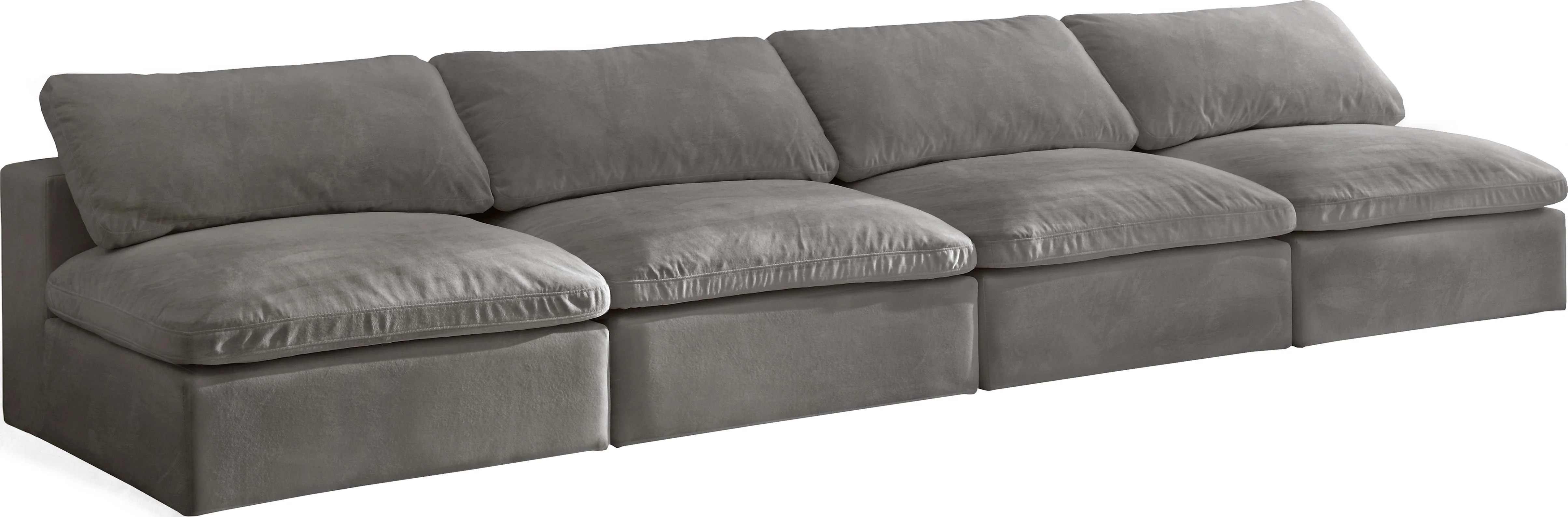Cozy Grey Velvet Cloud Modular Armless Sofa - Image 7