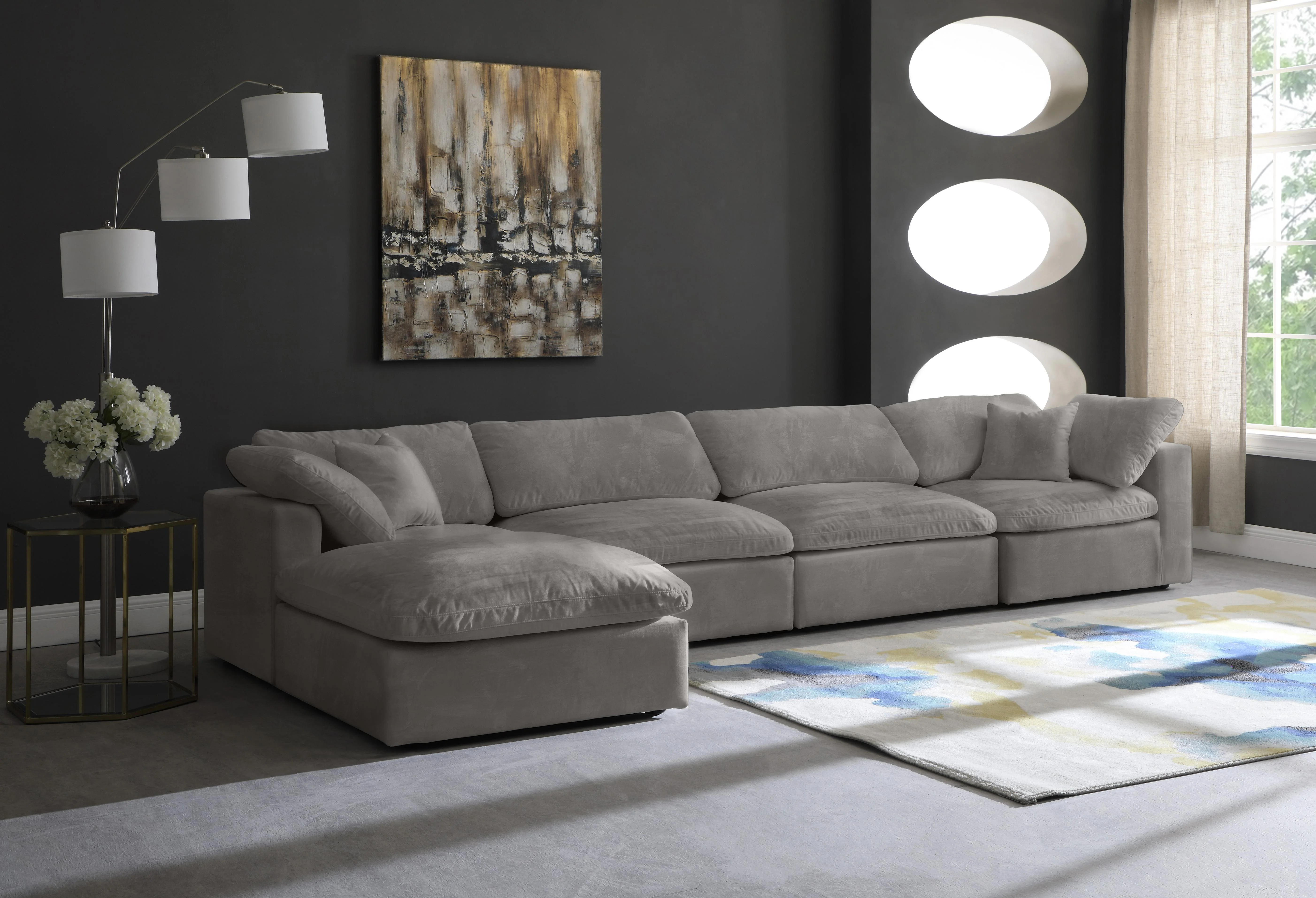 Cozy Grey Velvet Cloud Modular Sectional - Image 12