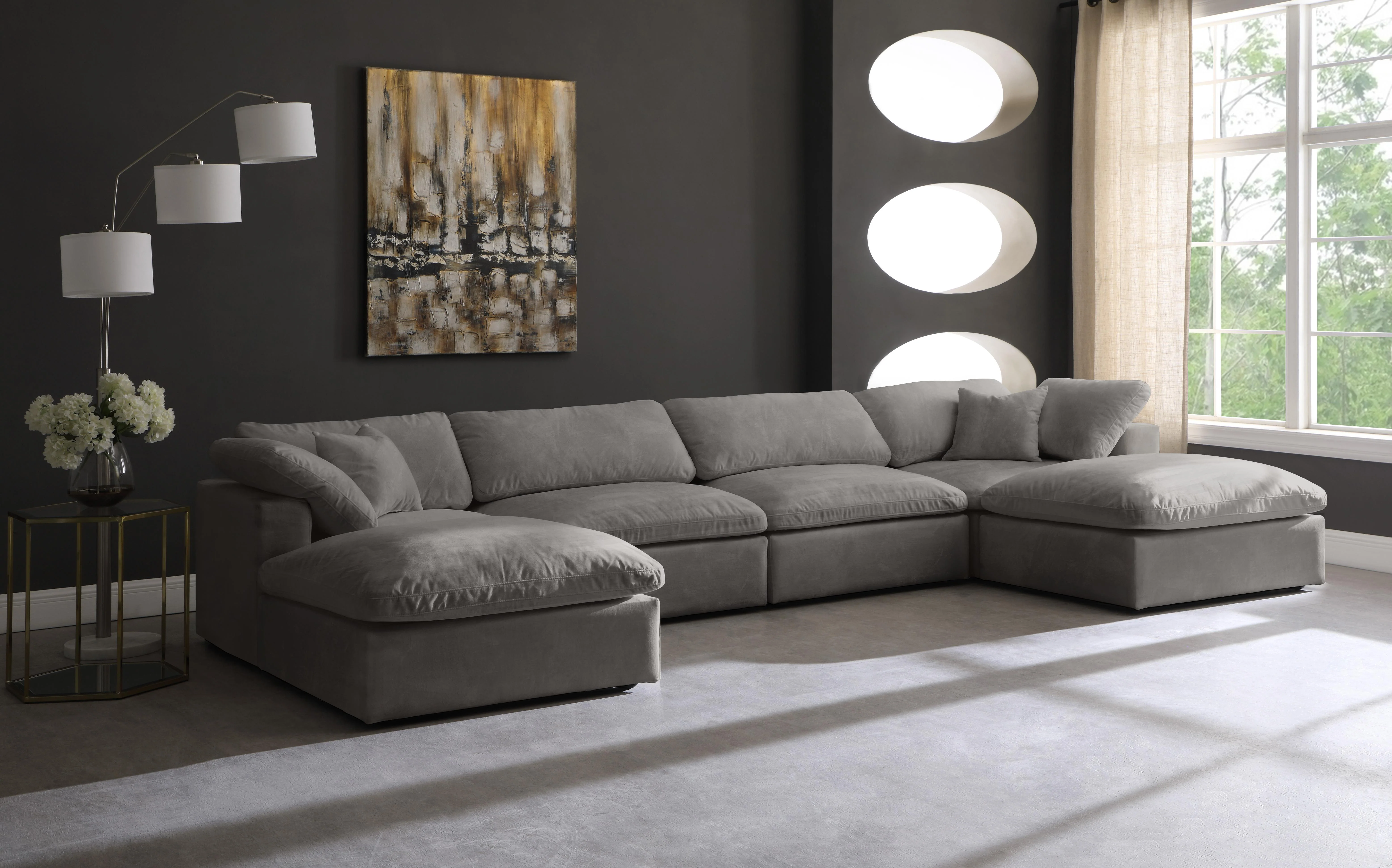 Cozy Grey Velvet Cloud Modular Sectional - Image 28