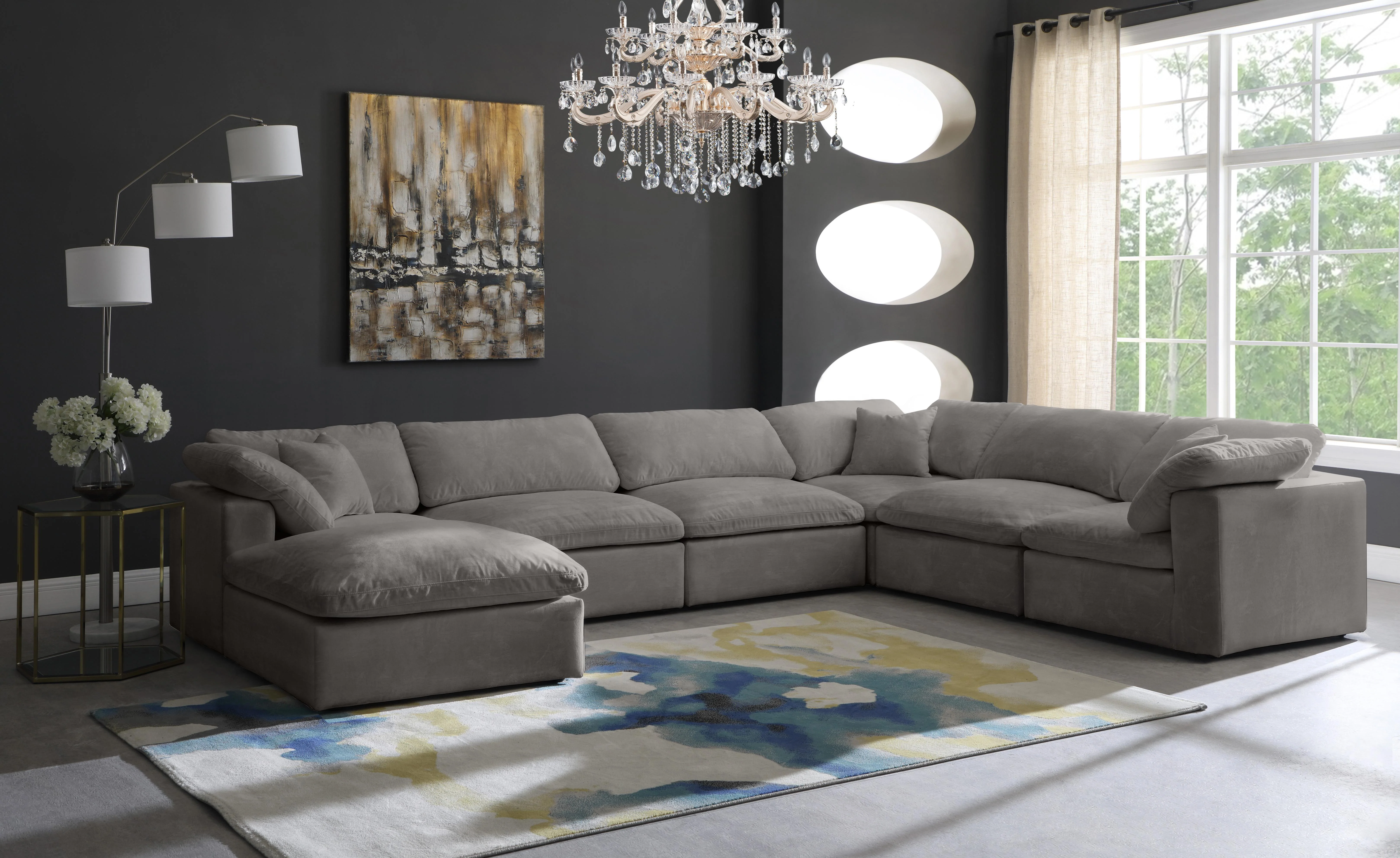 Cozy Grey Velvet Cloud Modular Sectional - Image 35
