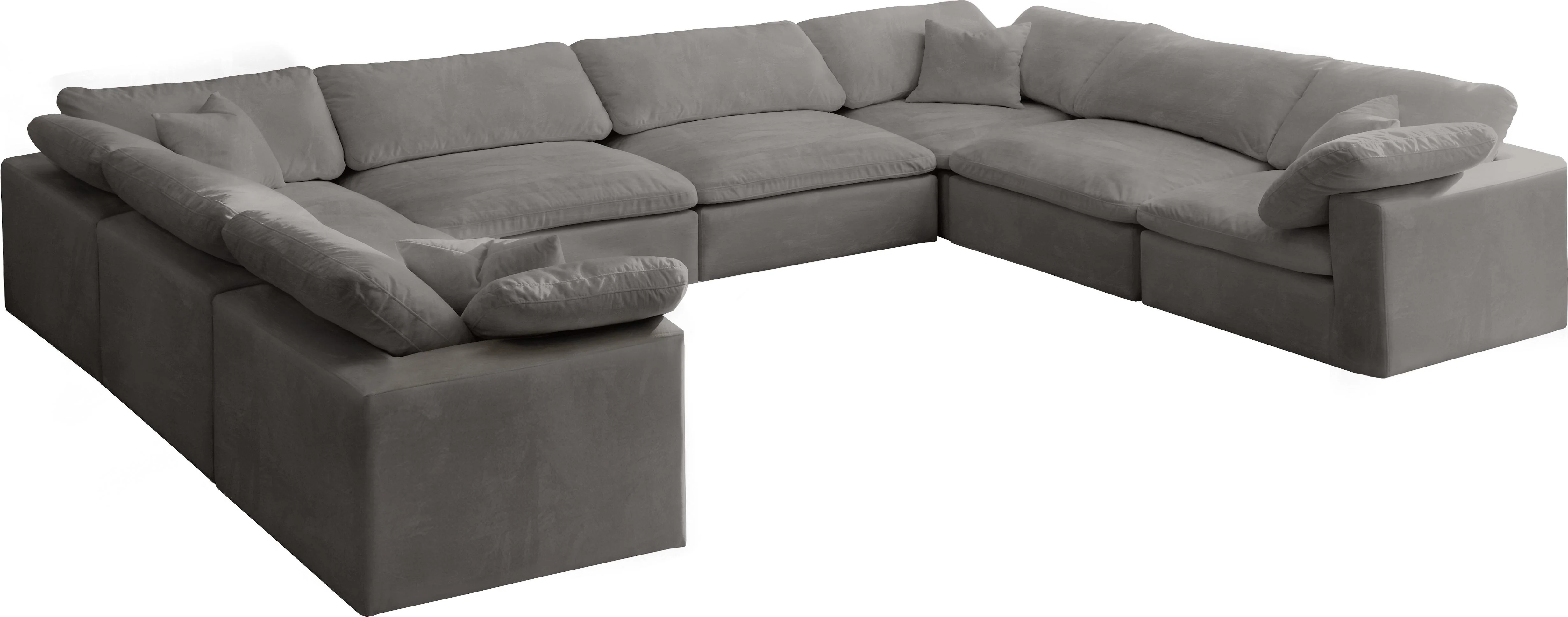 Cozy Grey Velvet Cloud Modular Sectional - Image 38
