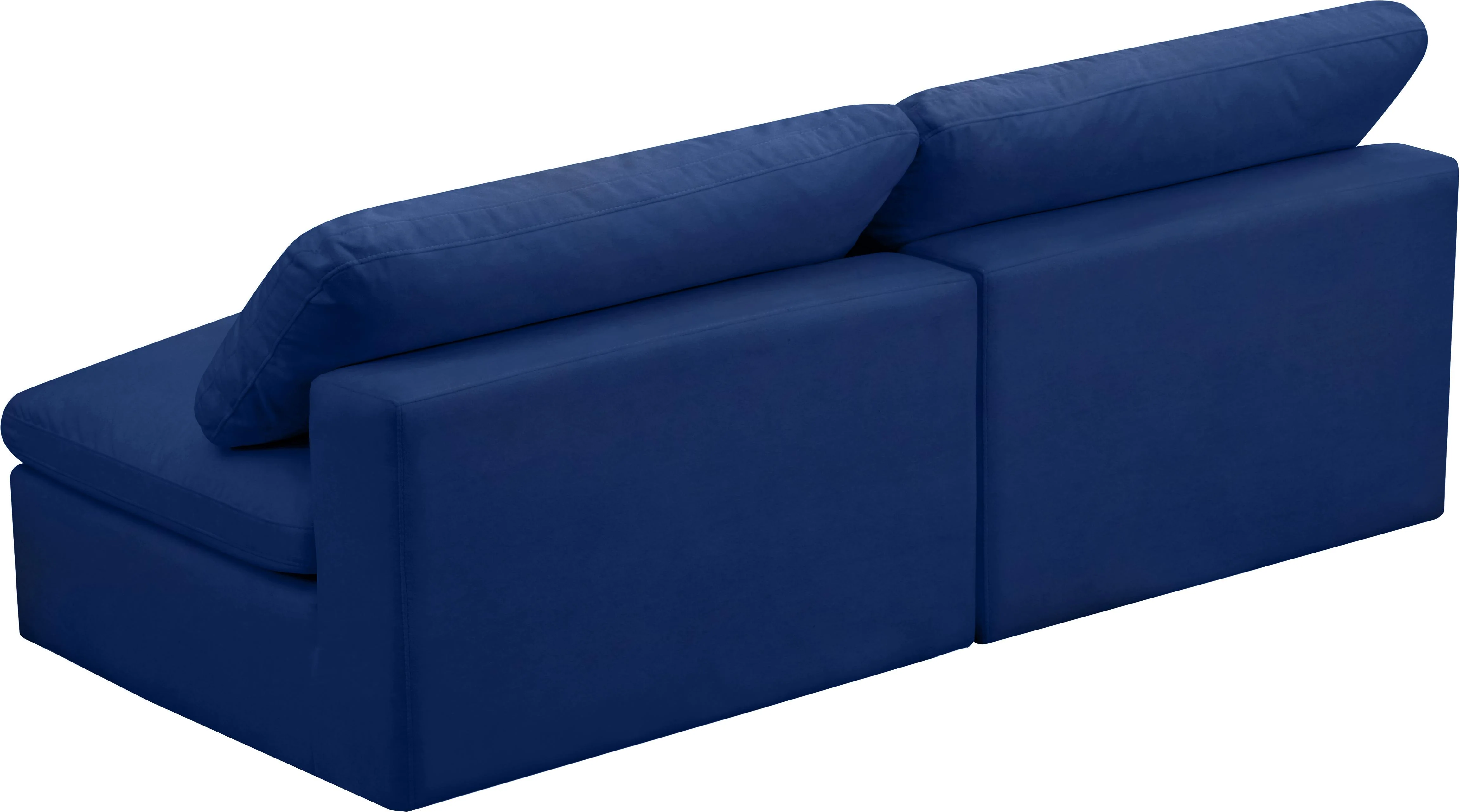 Cozy Navy Velvet Cloud Modular Armless Sofa - Image 15