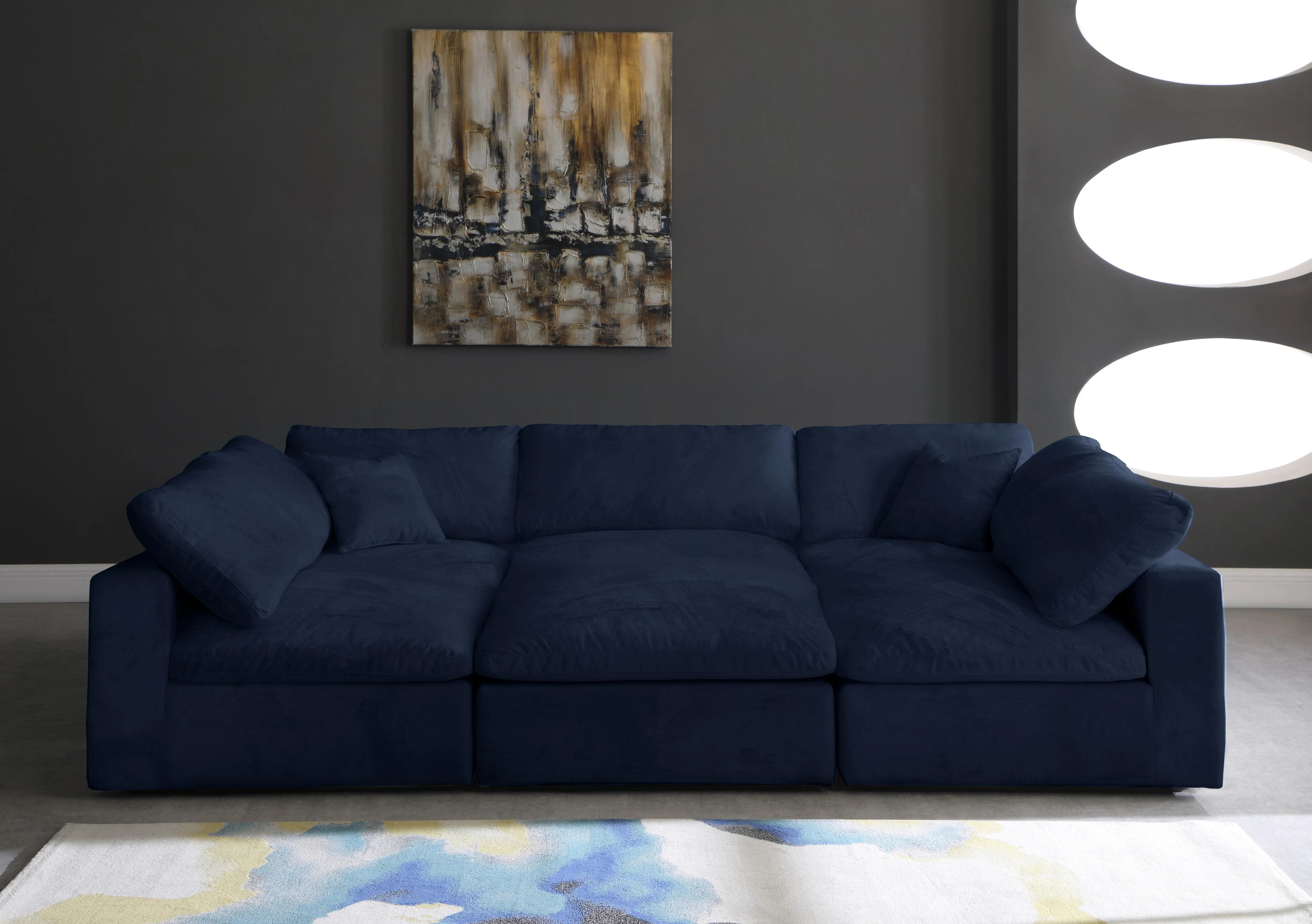 Cozy Navy Velvet Cloud Modular Sectional - Image 32