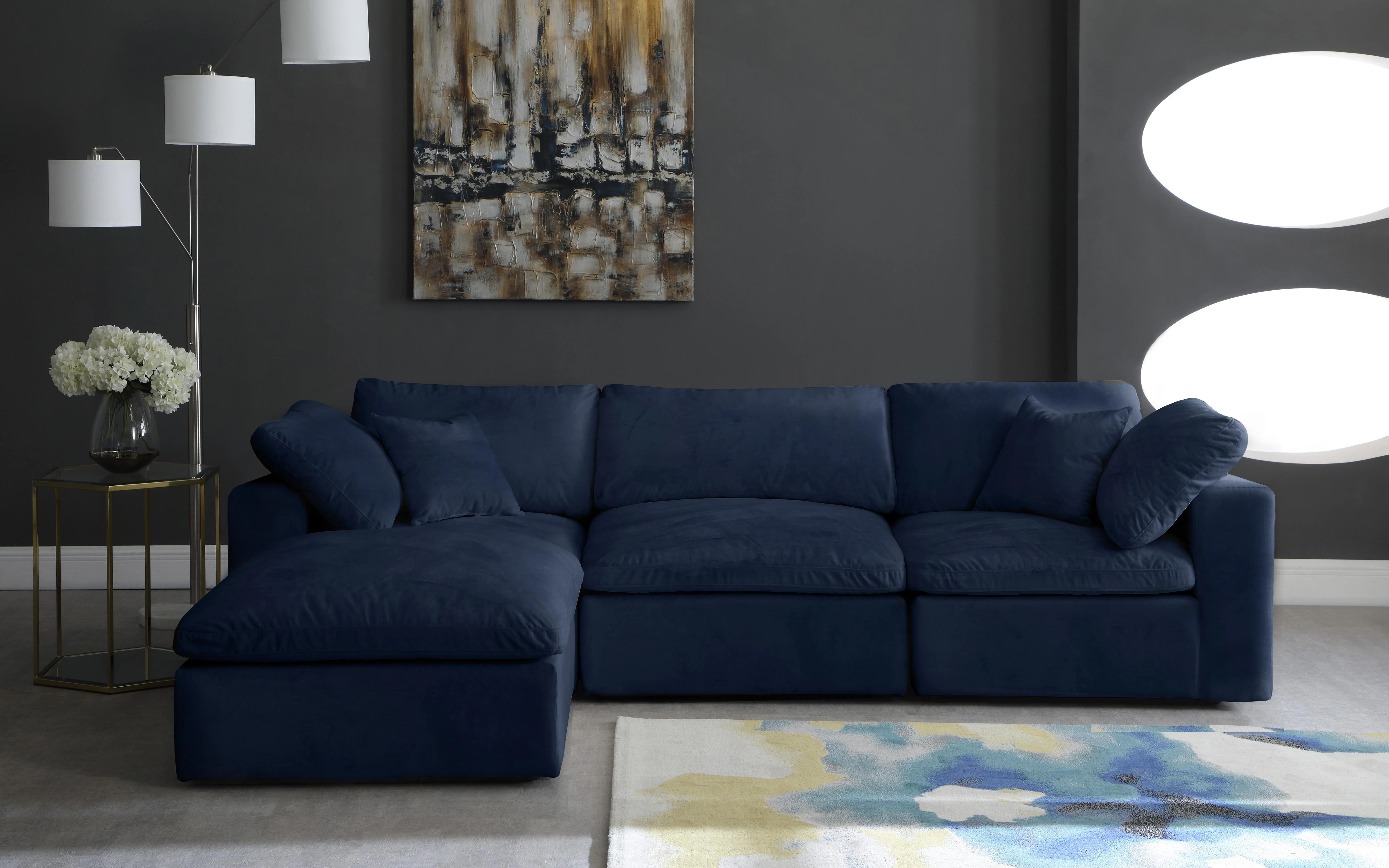 Cozy Navy Velvet Cloud Modular Sectional - Image 5
