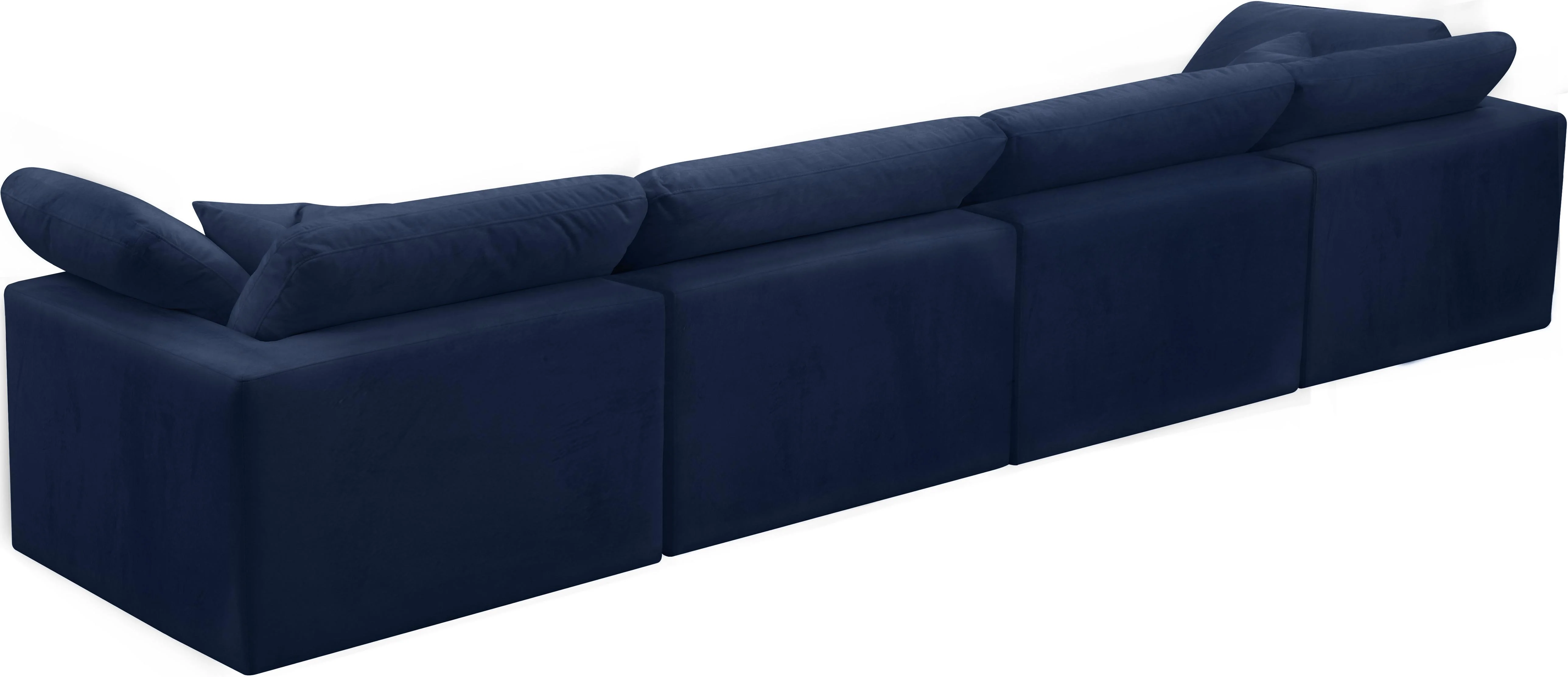 Cozy Navy Velvet Cloud Modular Sofa - Image 10