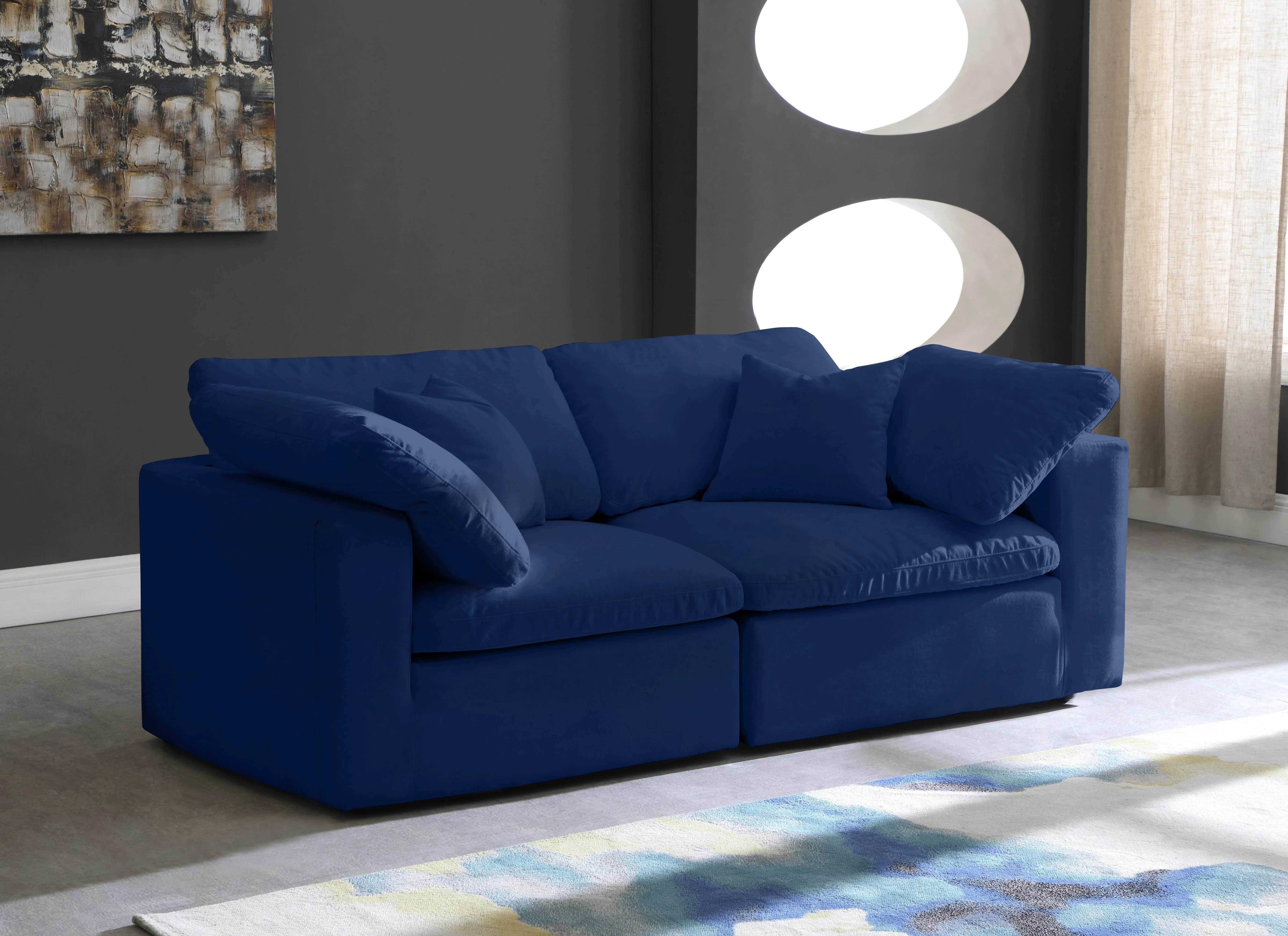 Cozy Navy Velvet Cloud Modular Sofa - Image 12