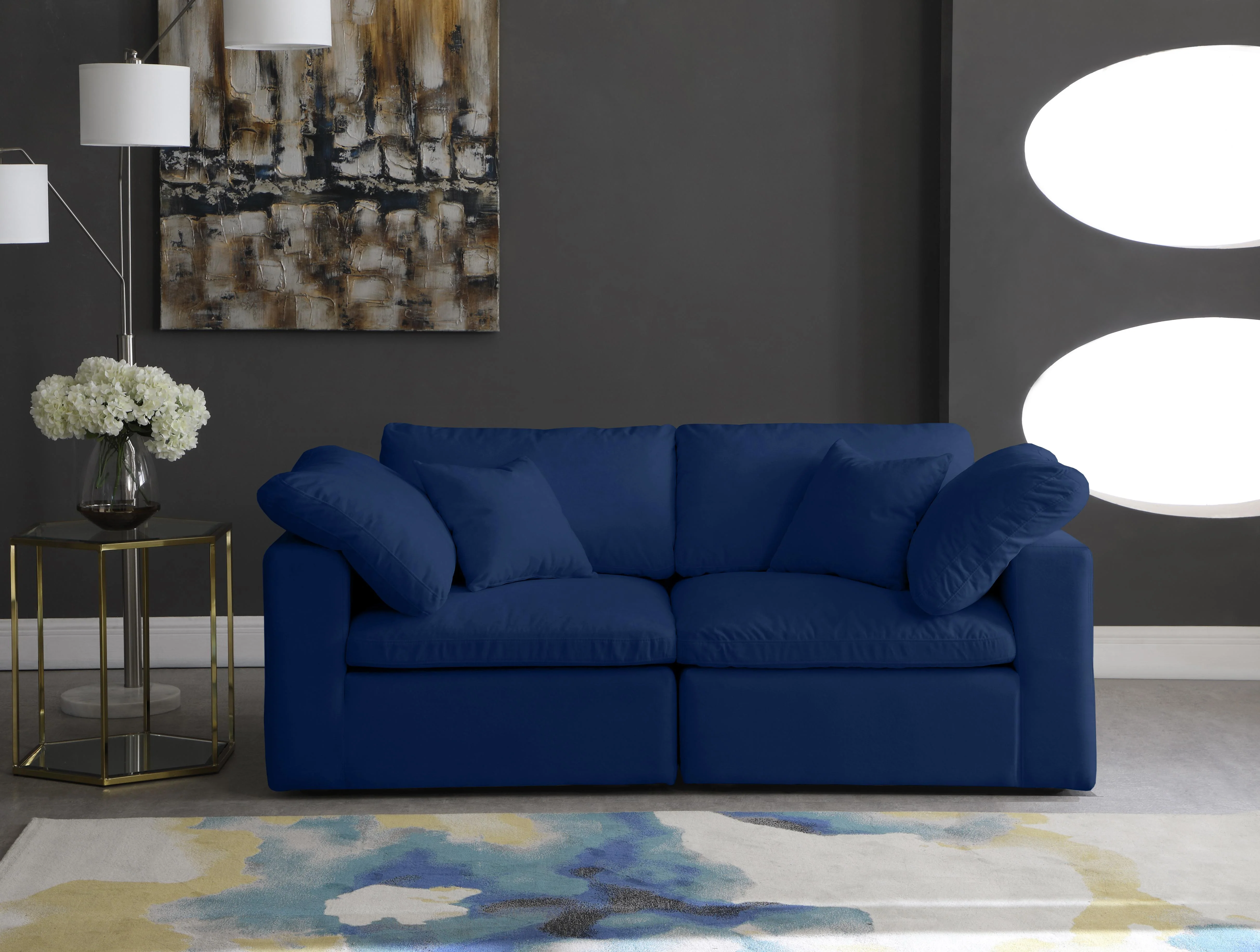 Cozy Navy Velvet Cloud Modular Sofa - Image 13