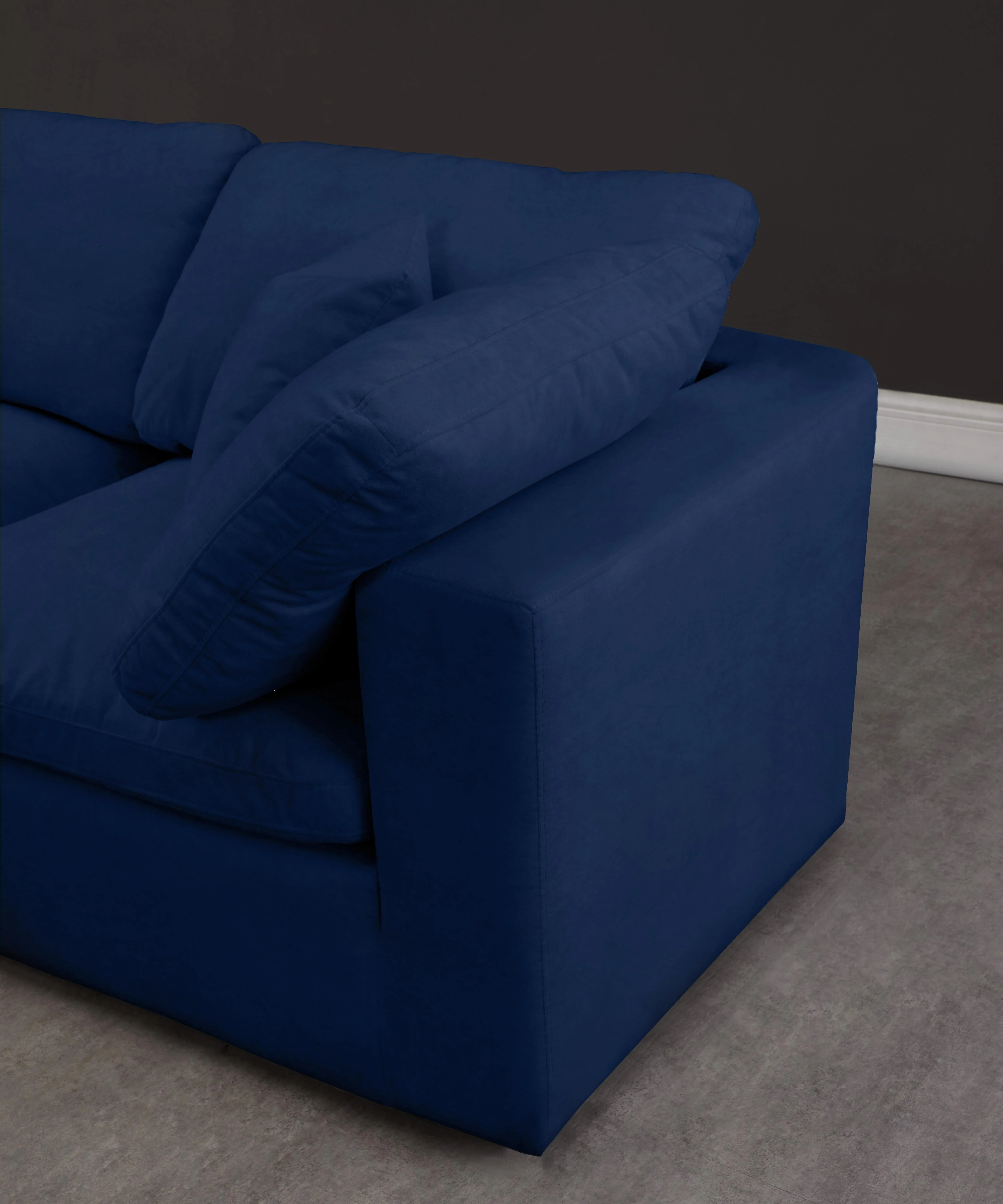 Cozy Navy Velvet Cloud Modular Sofa - Image 15
