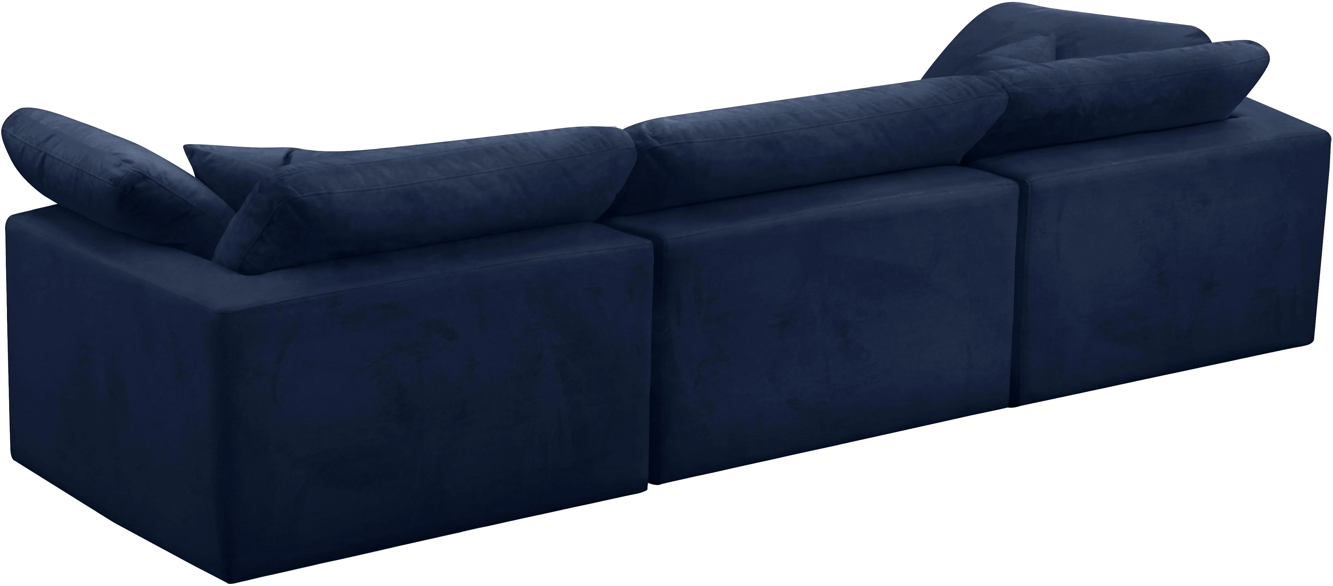 Cozy Navy Velvet Cloud Modular Sofa - Image 4