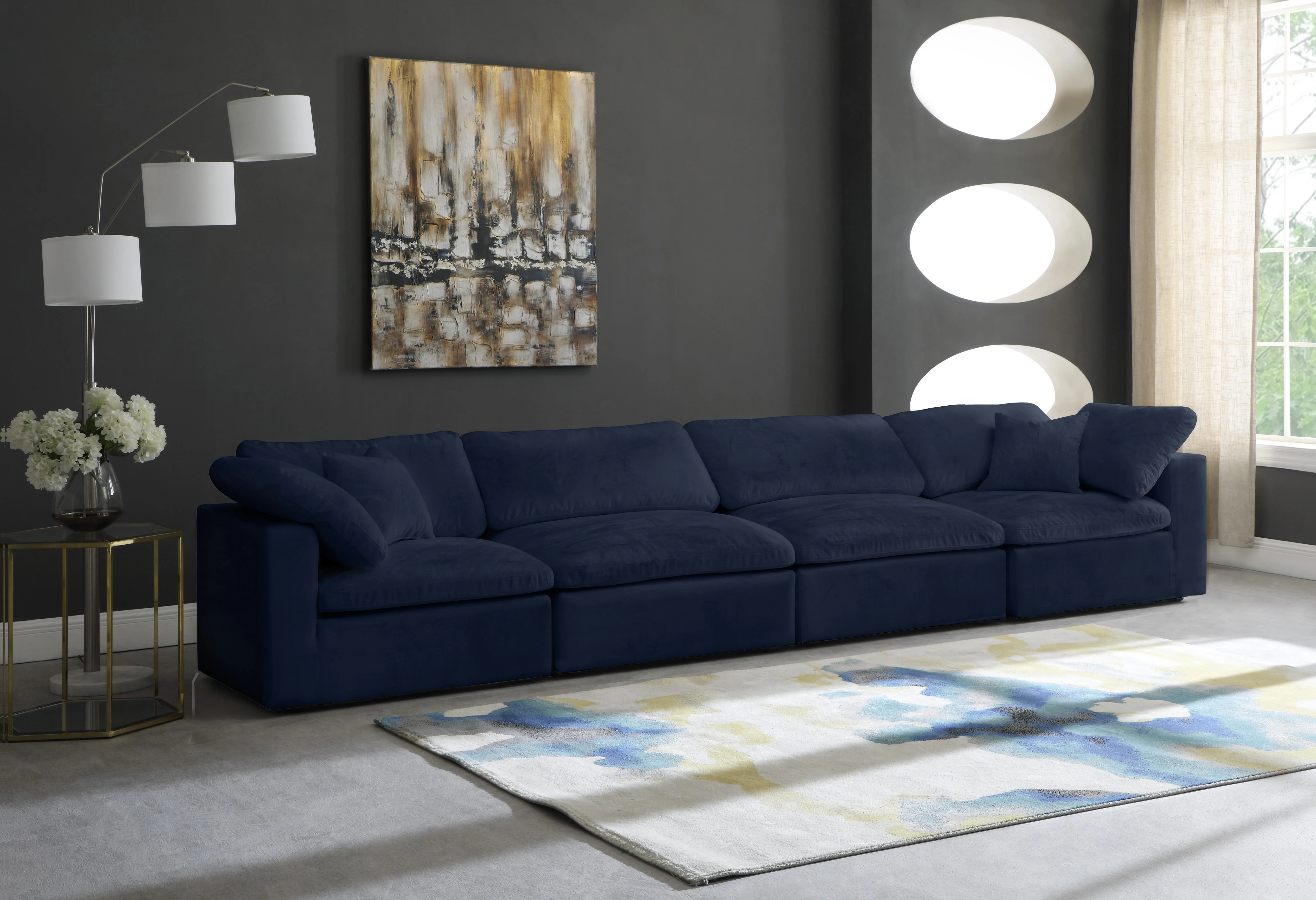 Cozy Navy Velvet Cloud Modular Sofa - Image 8