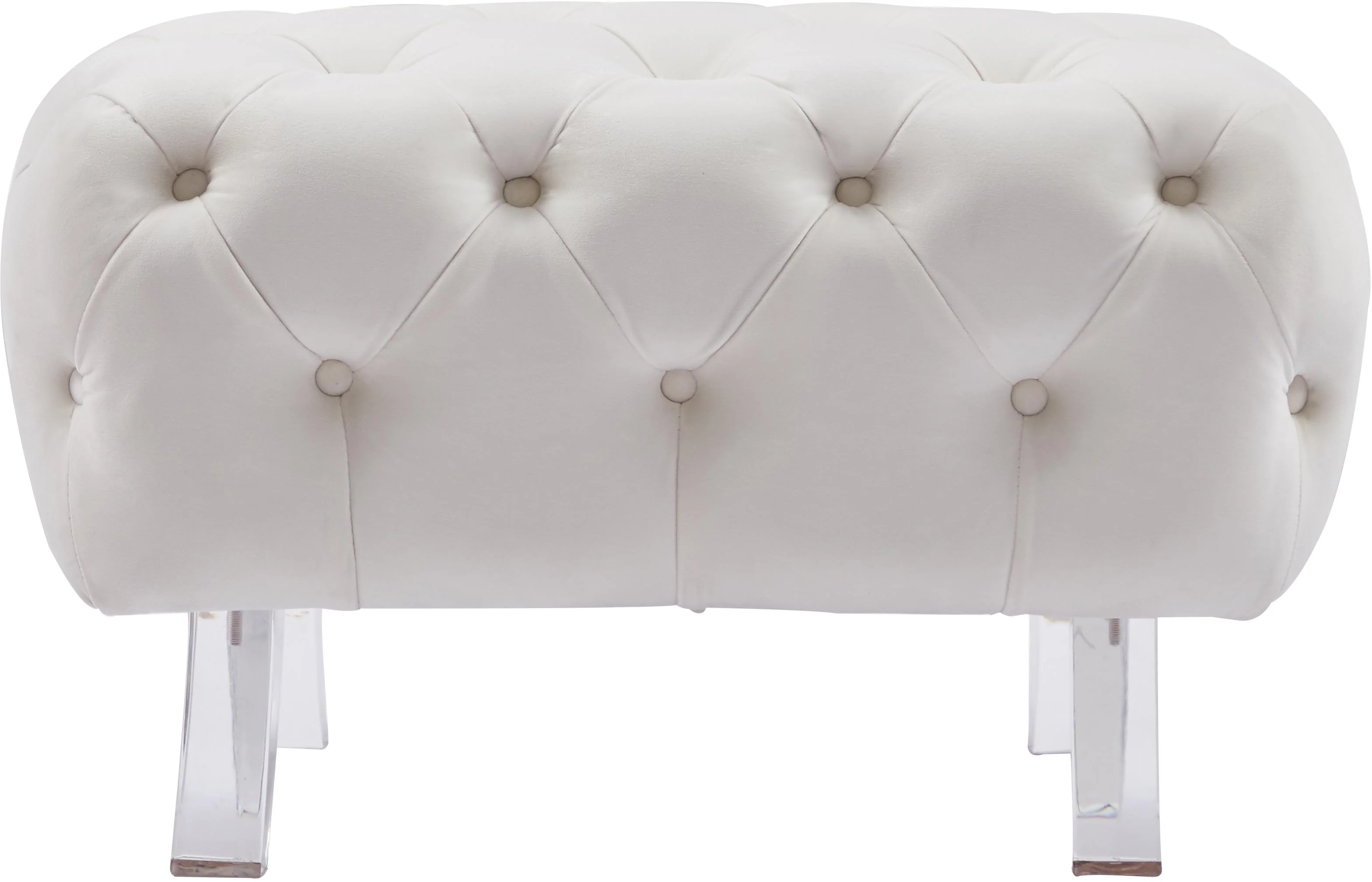 Crescent Cream Velvet Ottoman - Image 5