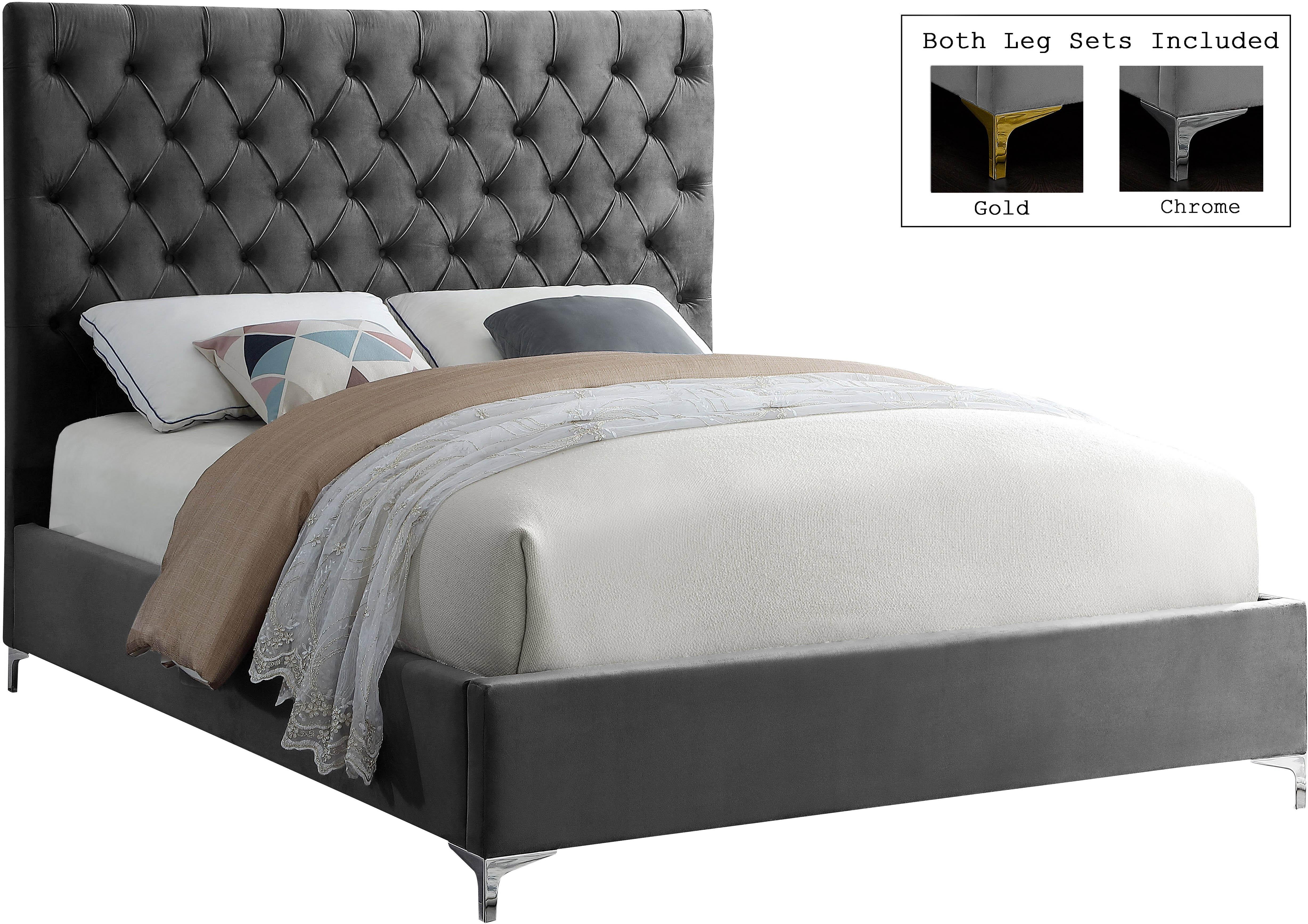 Cruz Grey Velvet Full Bed - Image 2