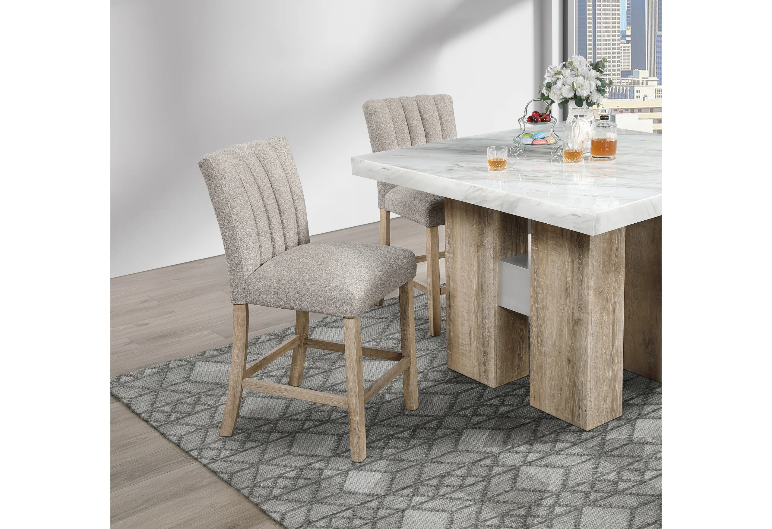 D04 NATURAL BAR TABLE + D8685 BEIGE/NAT BAR STOOL - Image 2
