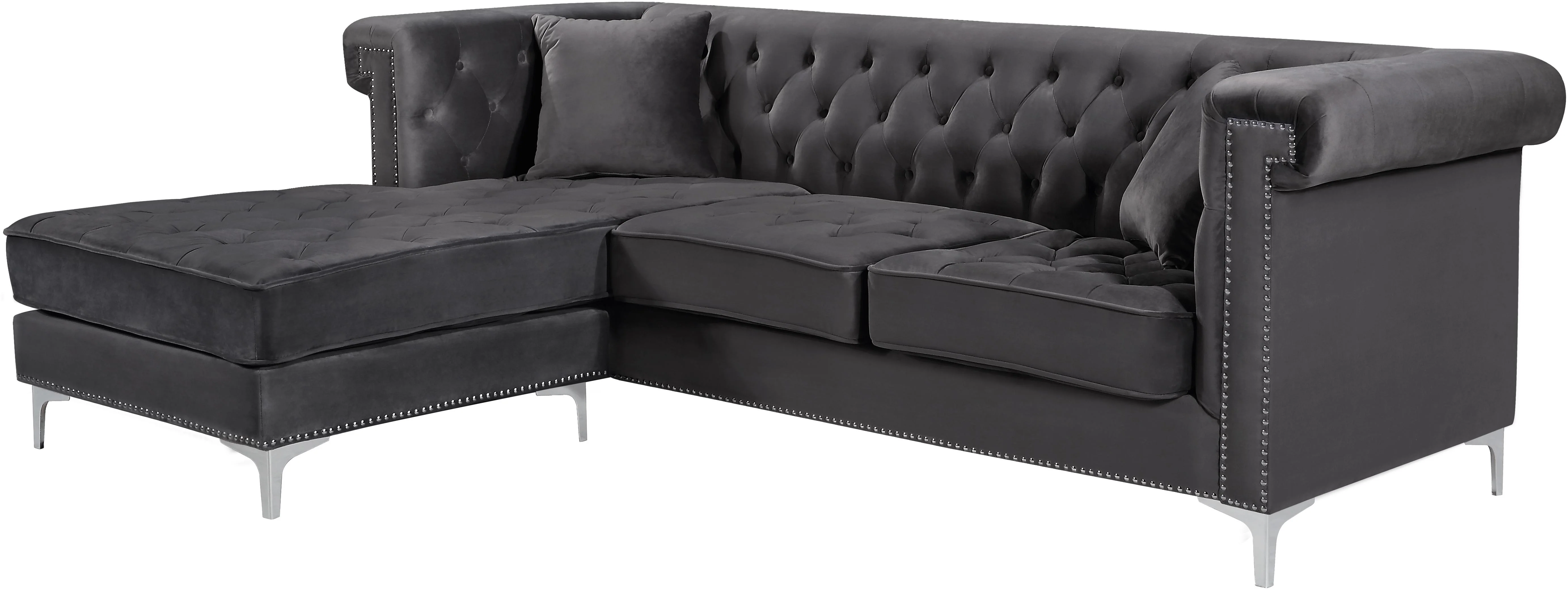 Damian Grey Velvet 2pc. Reversible Sectional - Image 2