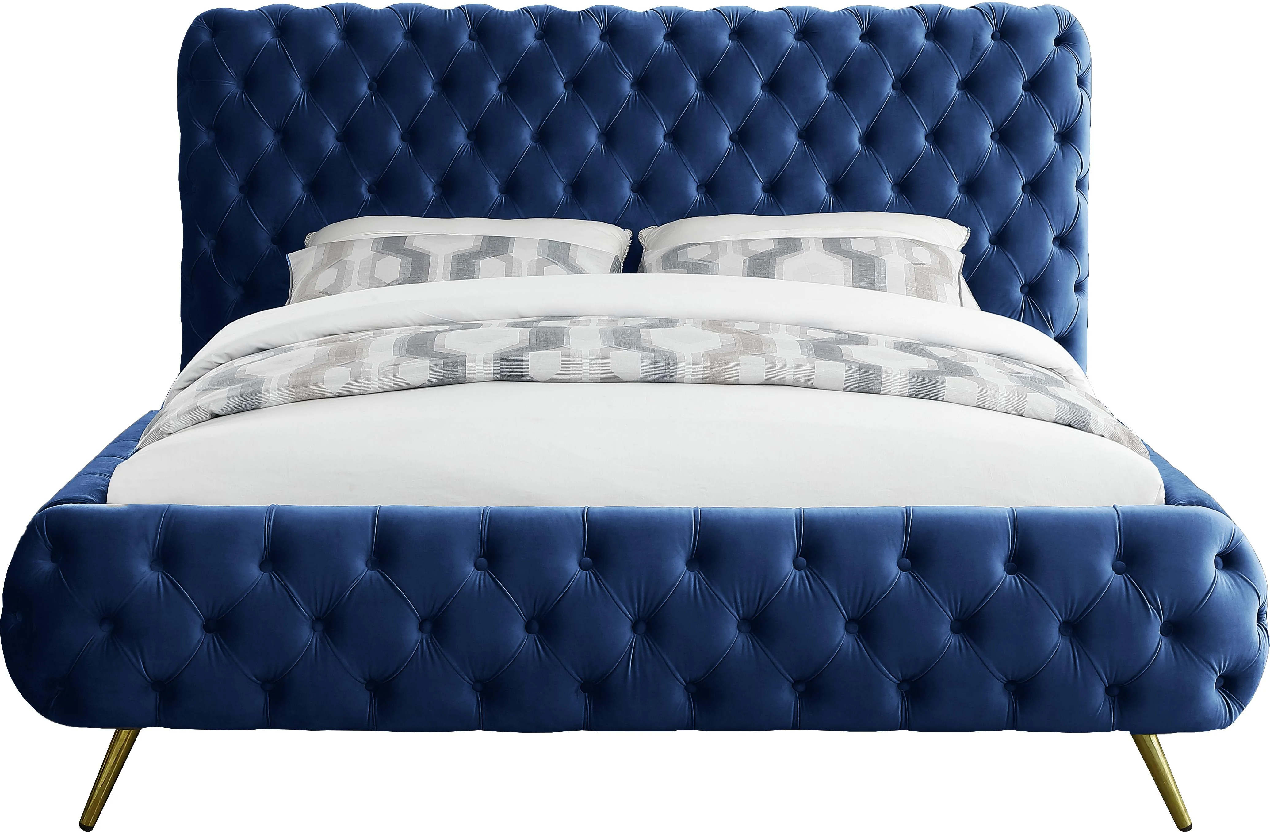 Delano Navy Velvet Queen Bed - Image 2